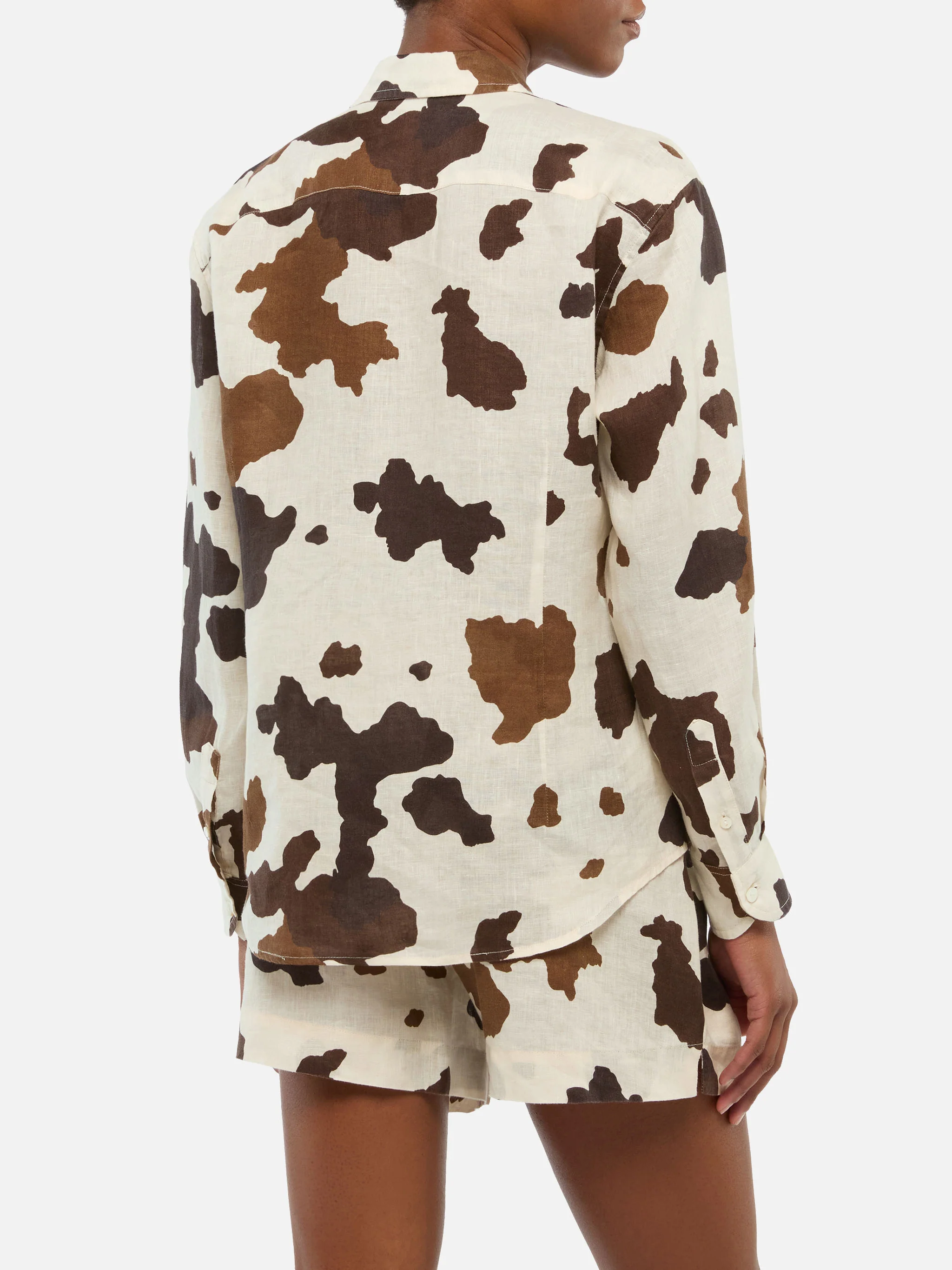 Meredith linen classic shirt with cow skin print - Image 3