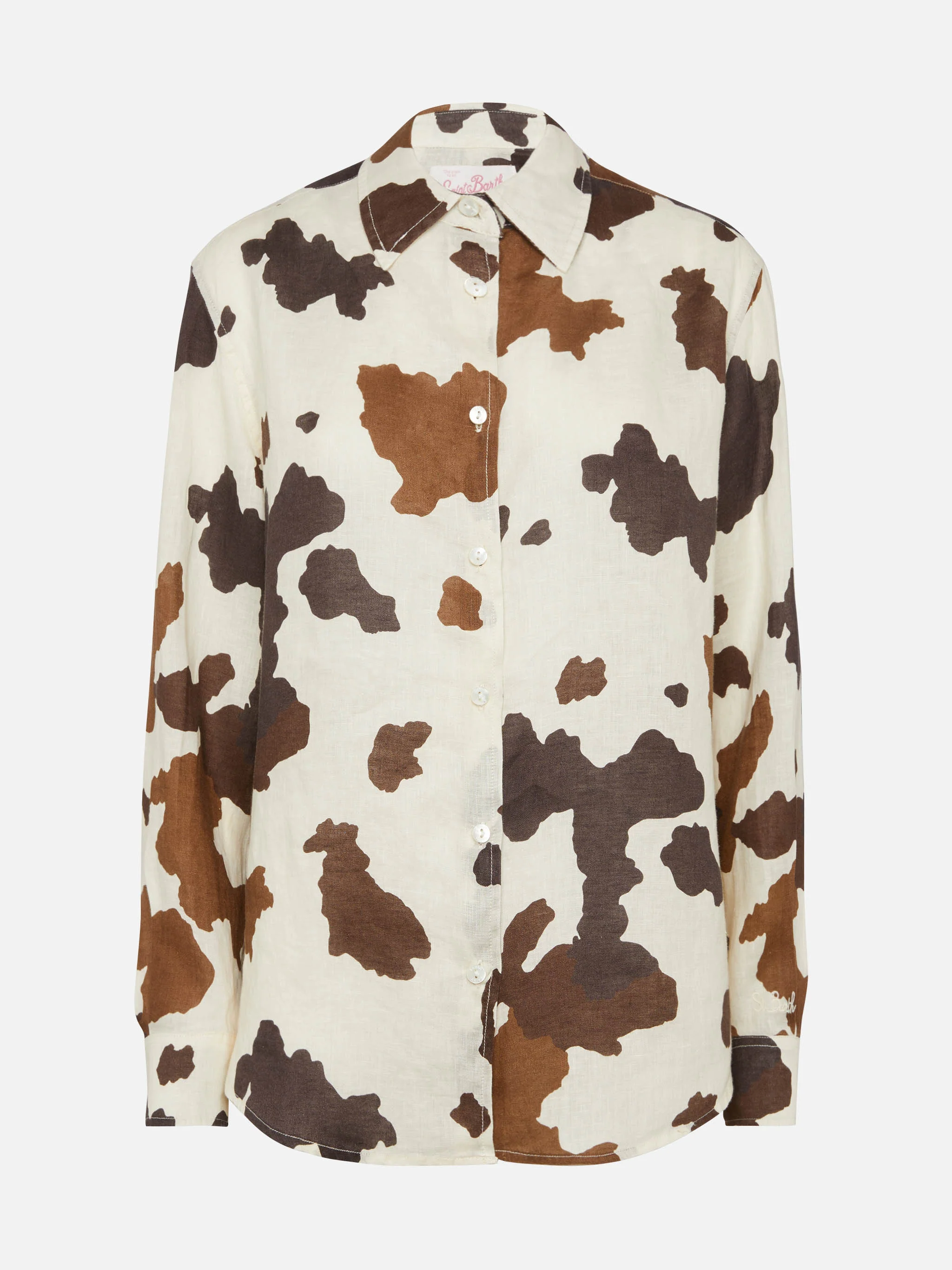 Meredith linen classic shirt with cow skin print - Image 5