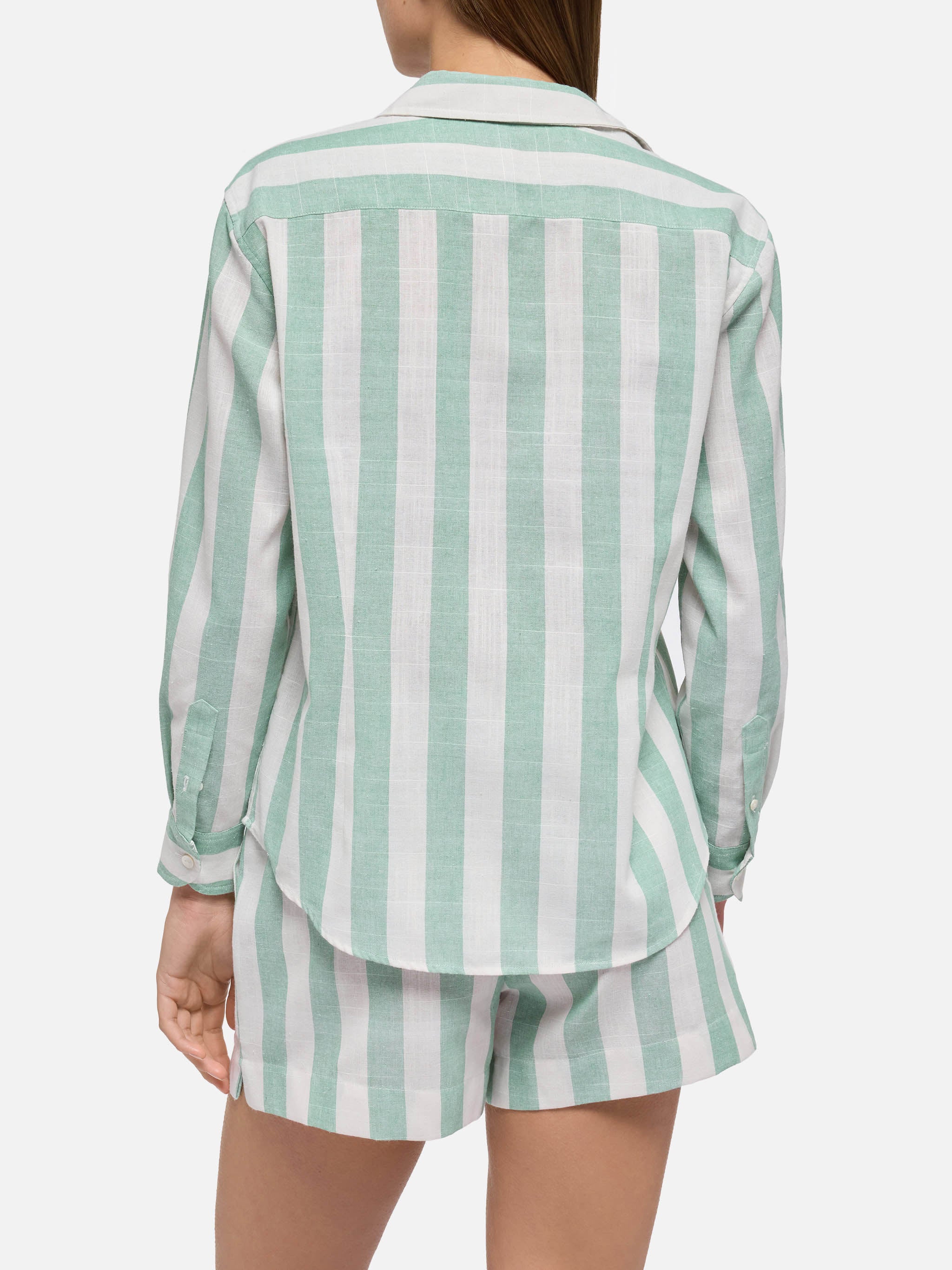 Meredith classic shirt with sage green striped print - Image 3