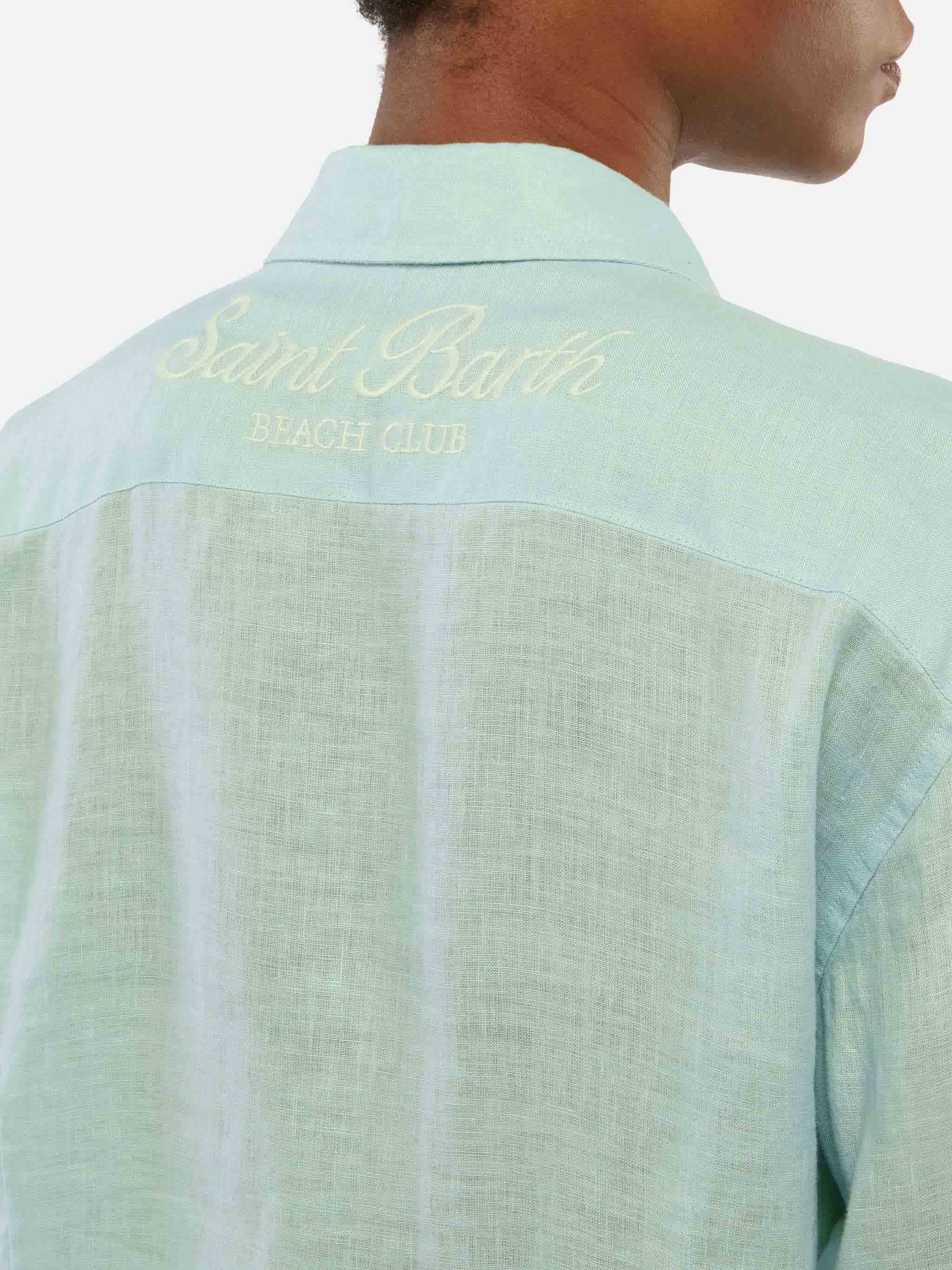 Meredith linen classic shirt with Saint Barth embroidery - Image 2