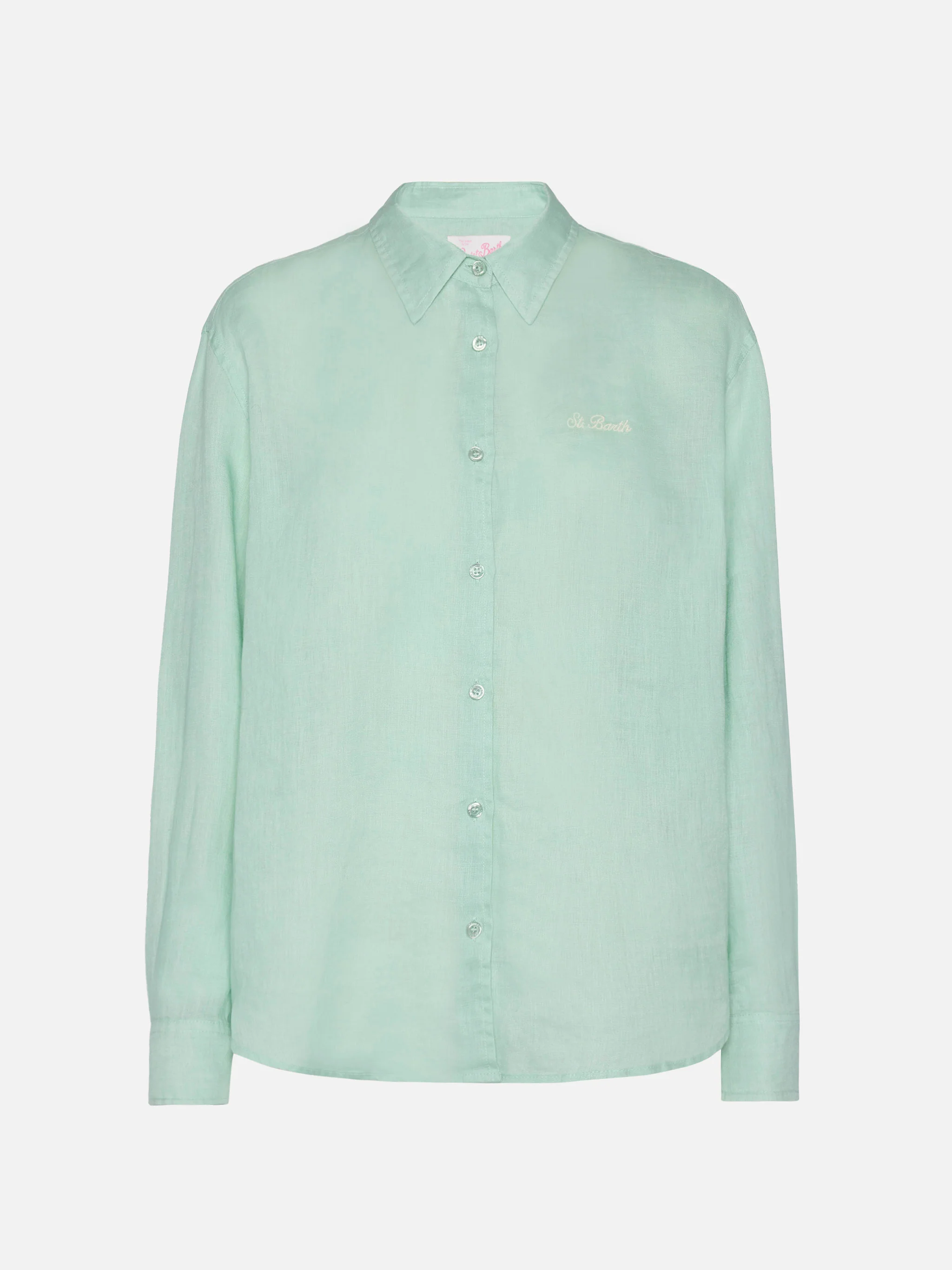 Meredith linen classic shirt with Saint Barth embroidery - Image 5