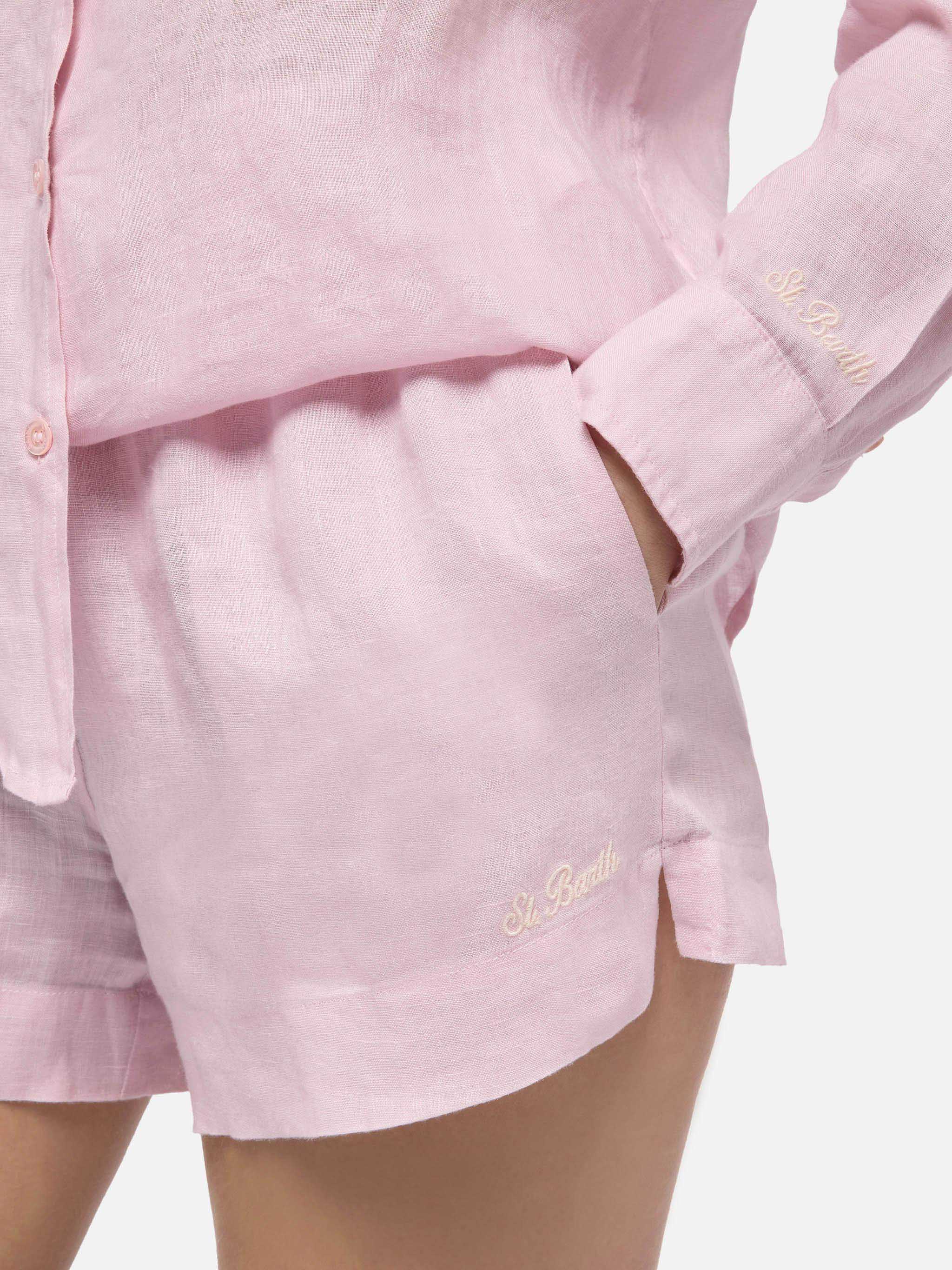 Meredith pink linen classic shirt - Image 2