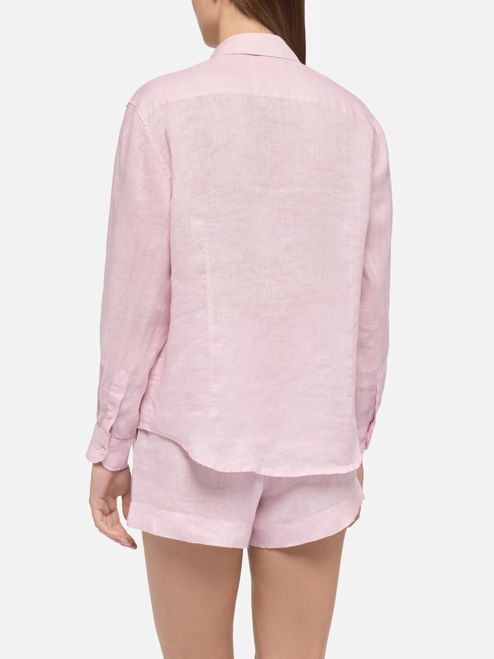 Meredith pink linen classic shirt - Image 3