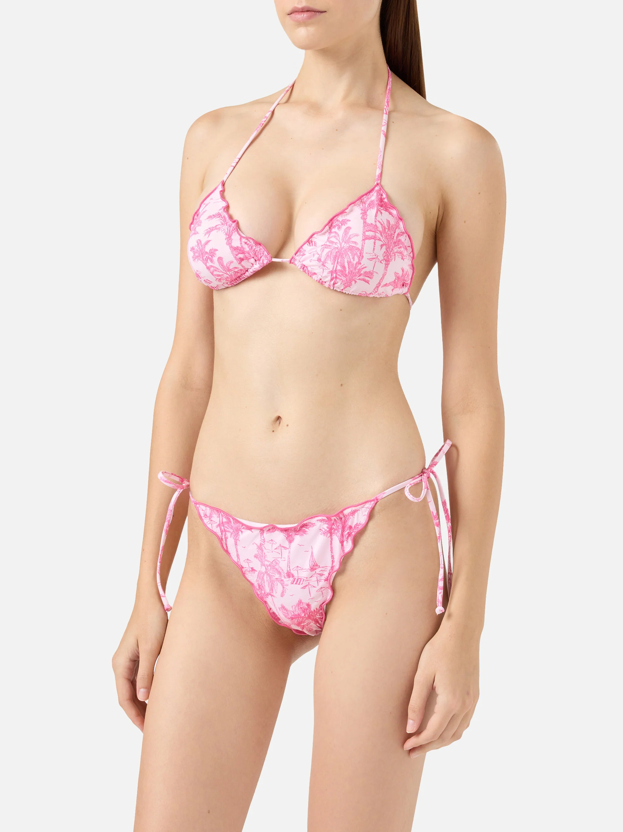 Sagittarius Miami classic triangle bikini with Toile de Jouy print - Image 2