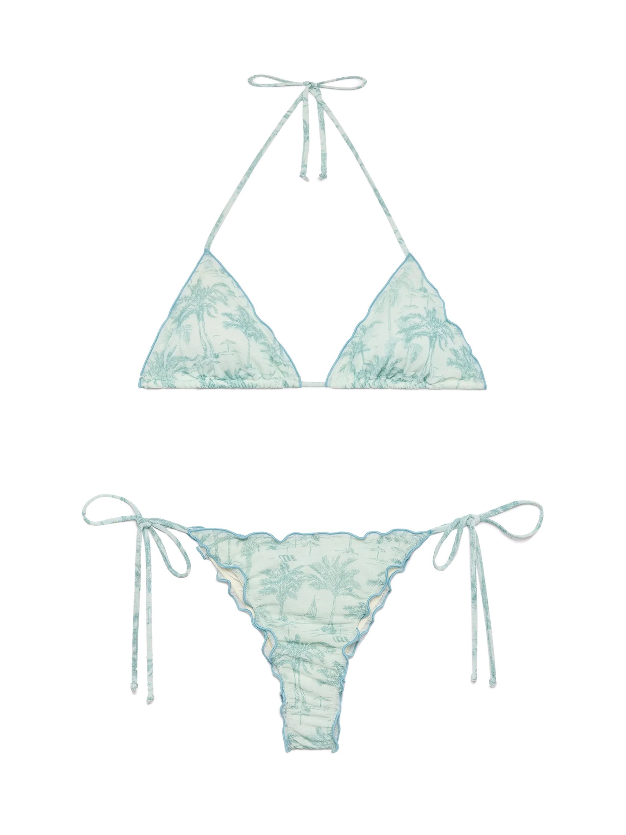Classic triangle lurex bikini Sagittarius Miami with toile de jouy print