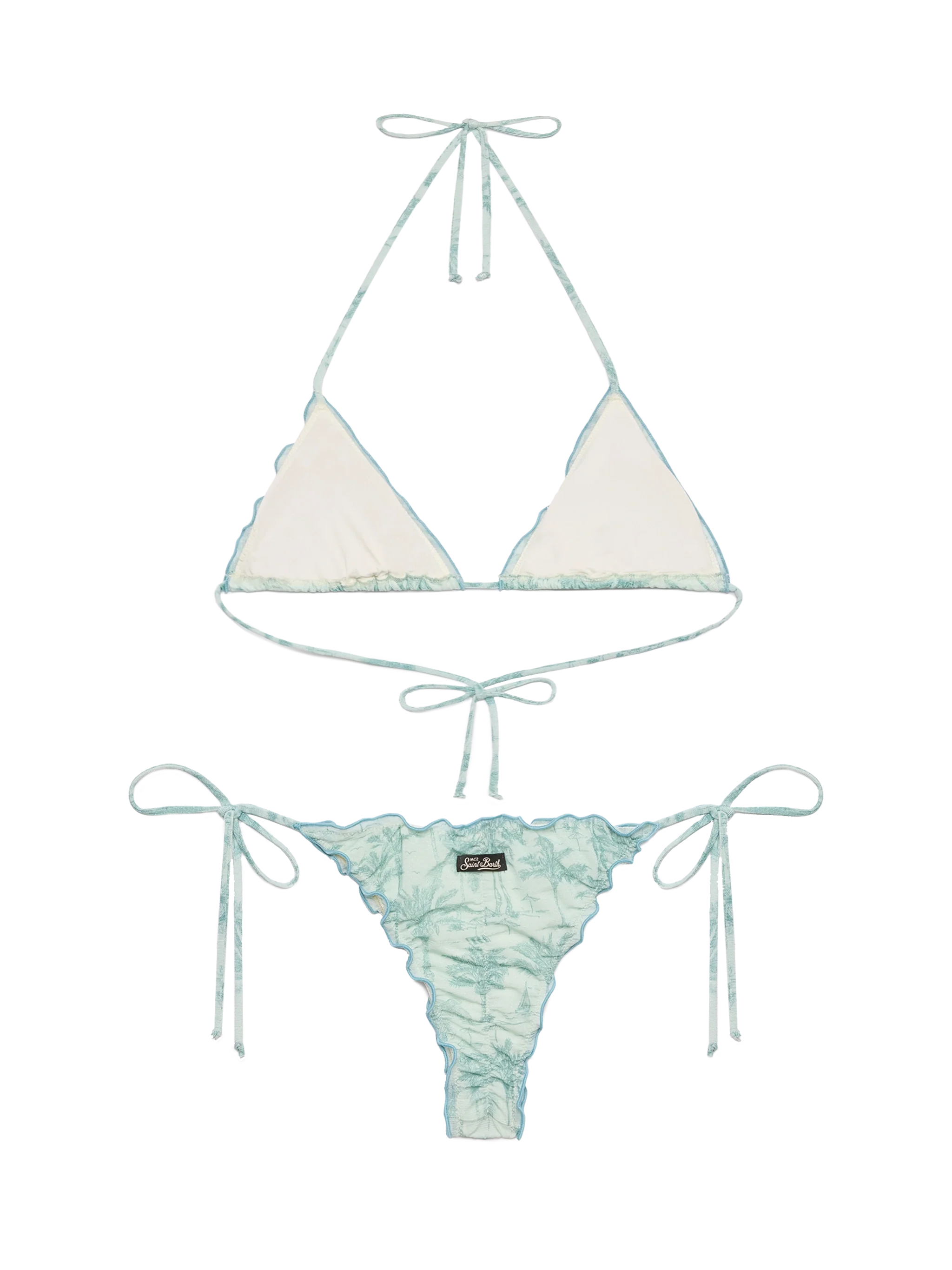 Classic triangle lurex bikini Sagittarius Miami with toile de jouy print - Image 3
