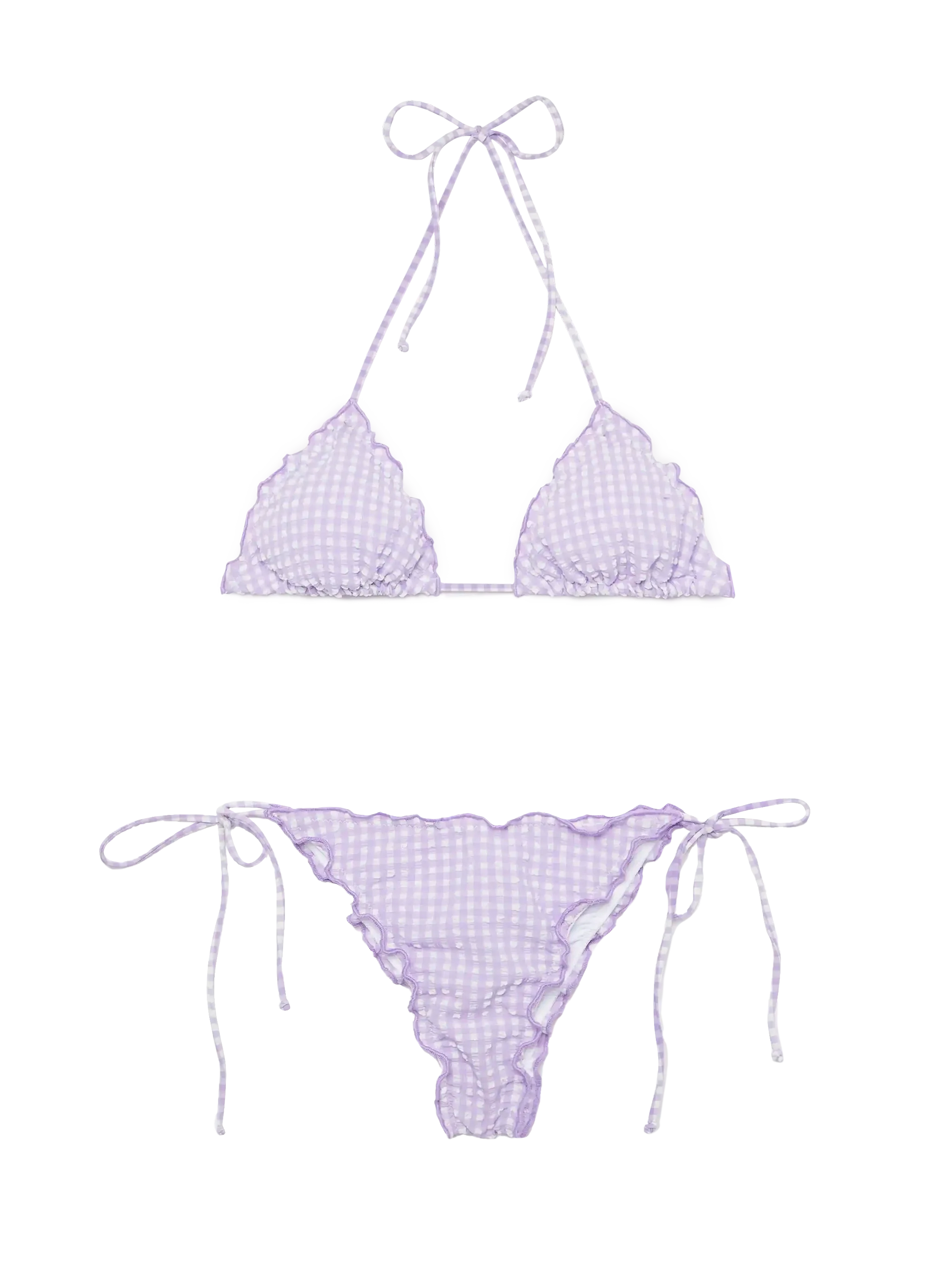 Seersucker triangle bikini Sagittarius Miami with gingham print