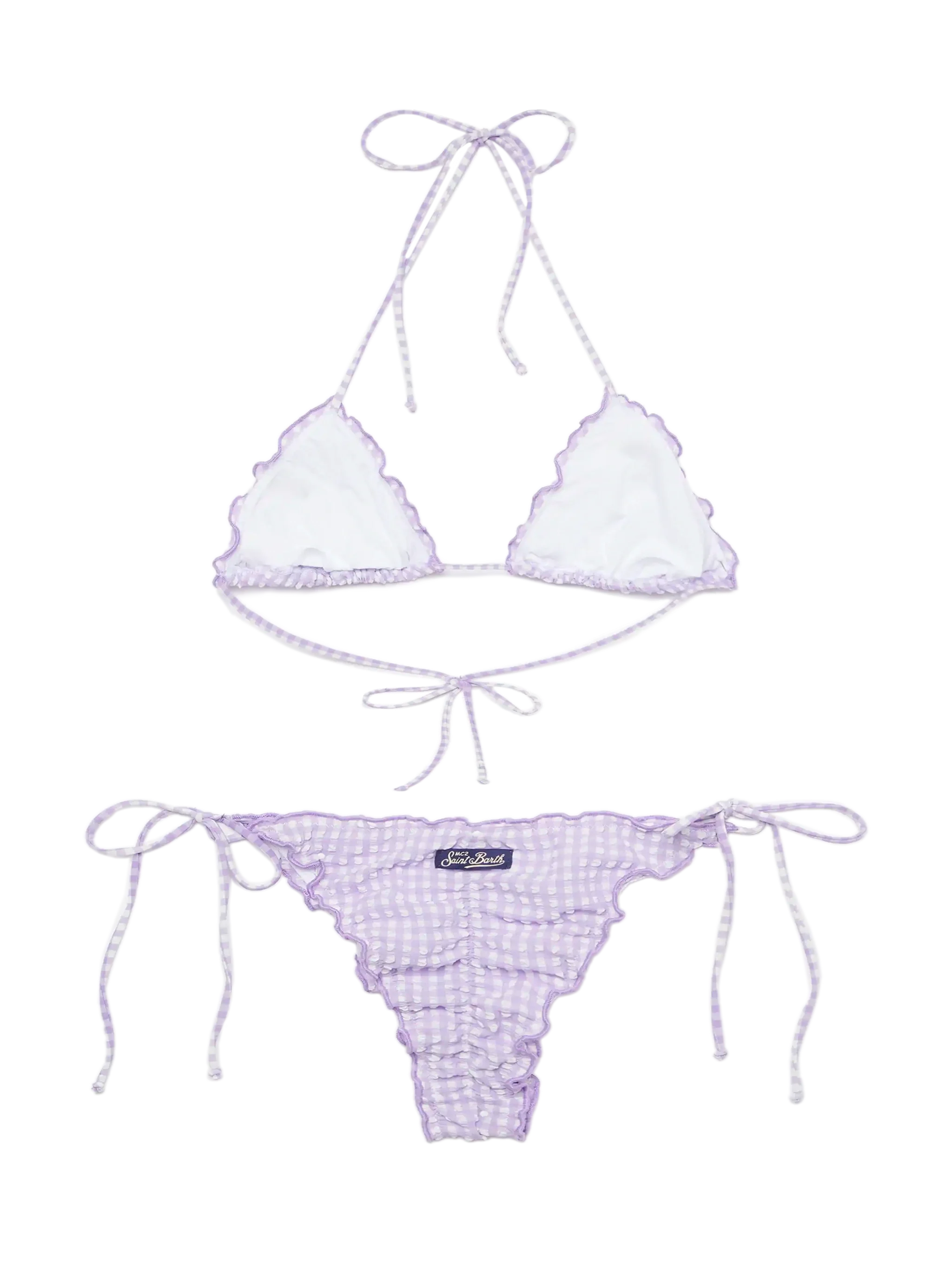 Seersucker triangle bikini Sagittarius Miami with gingham print - Image 3