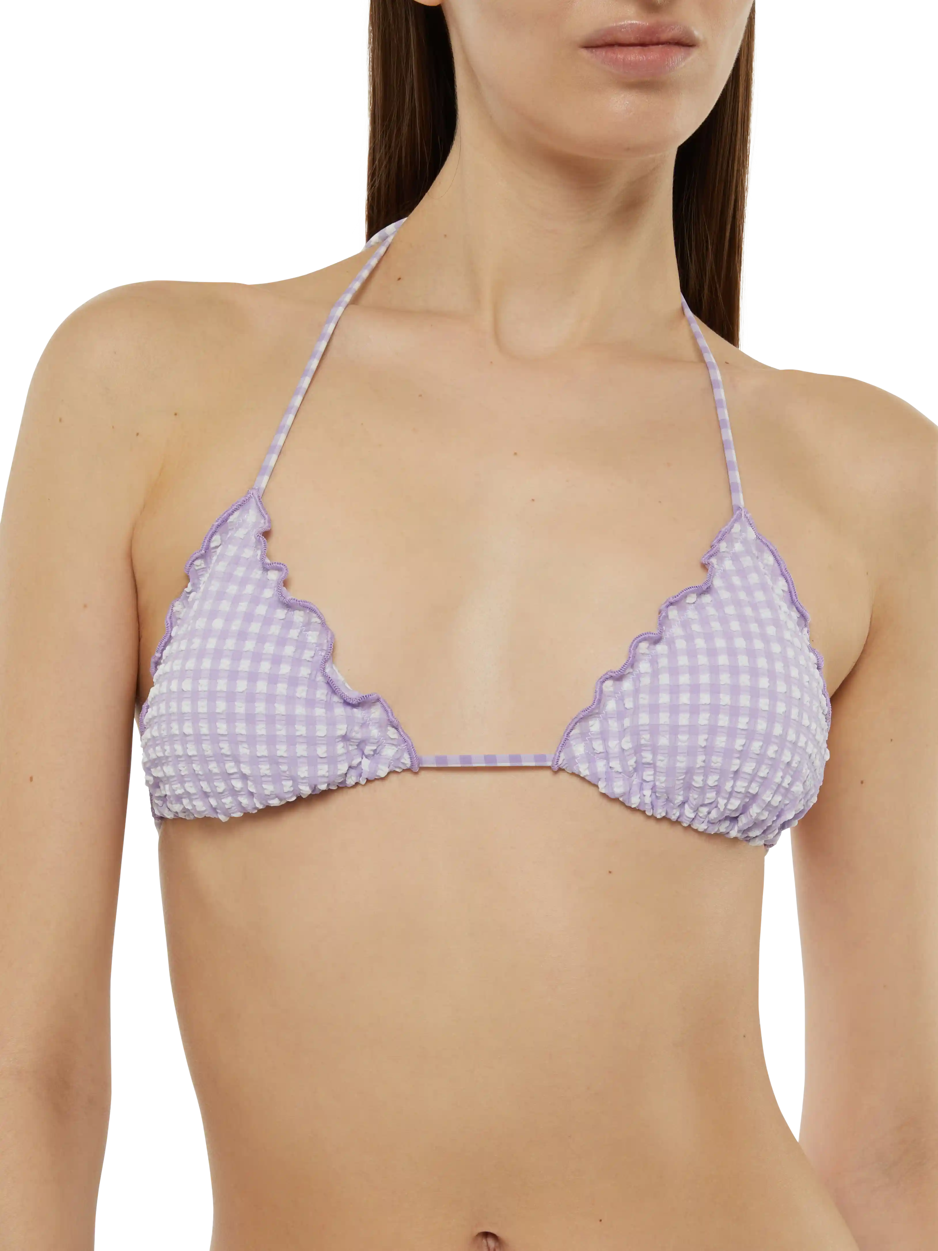 Seersucker triangle bikini Sagittarius Miami with gingham print - Image 5
