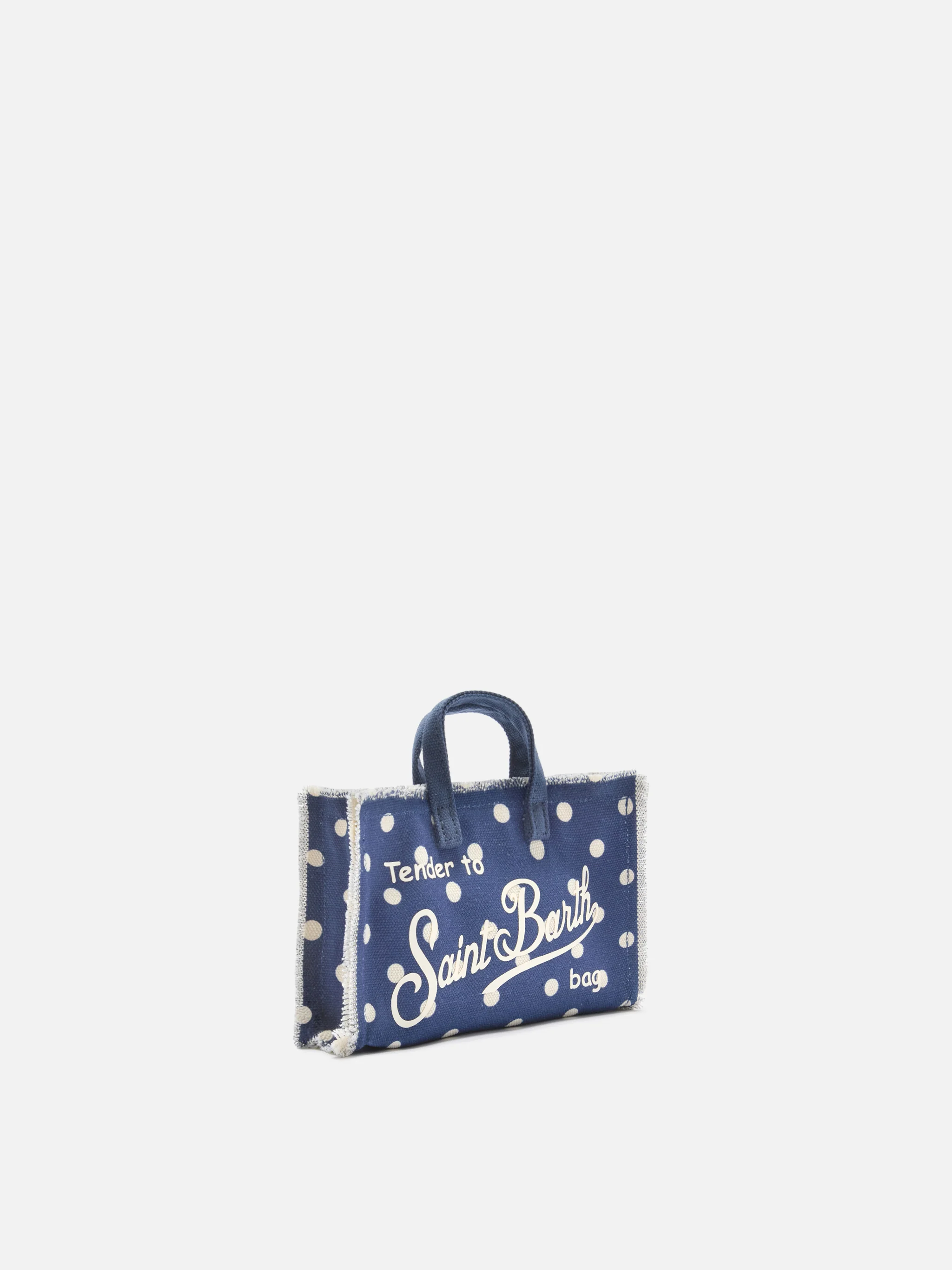 Micro Phone blue polka dot canvas bag with contrasting logo - Image 3
