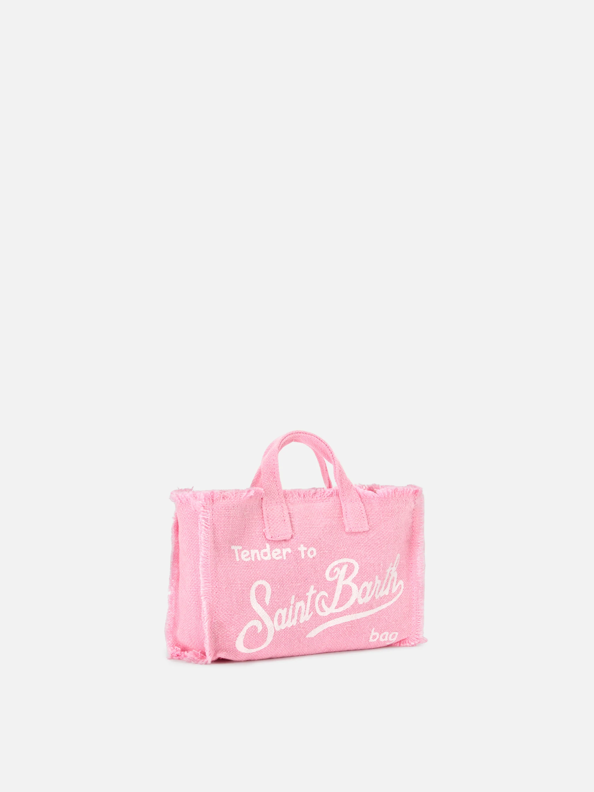 micro Phone solid pink linen bag with contrasting logo - Image 4