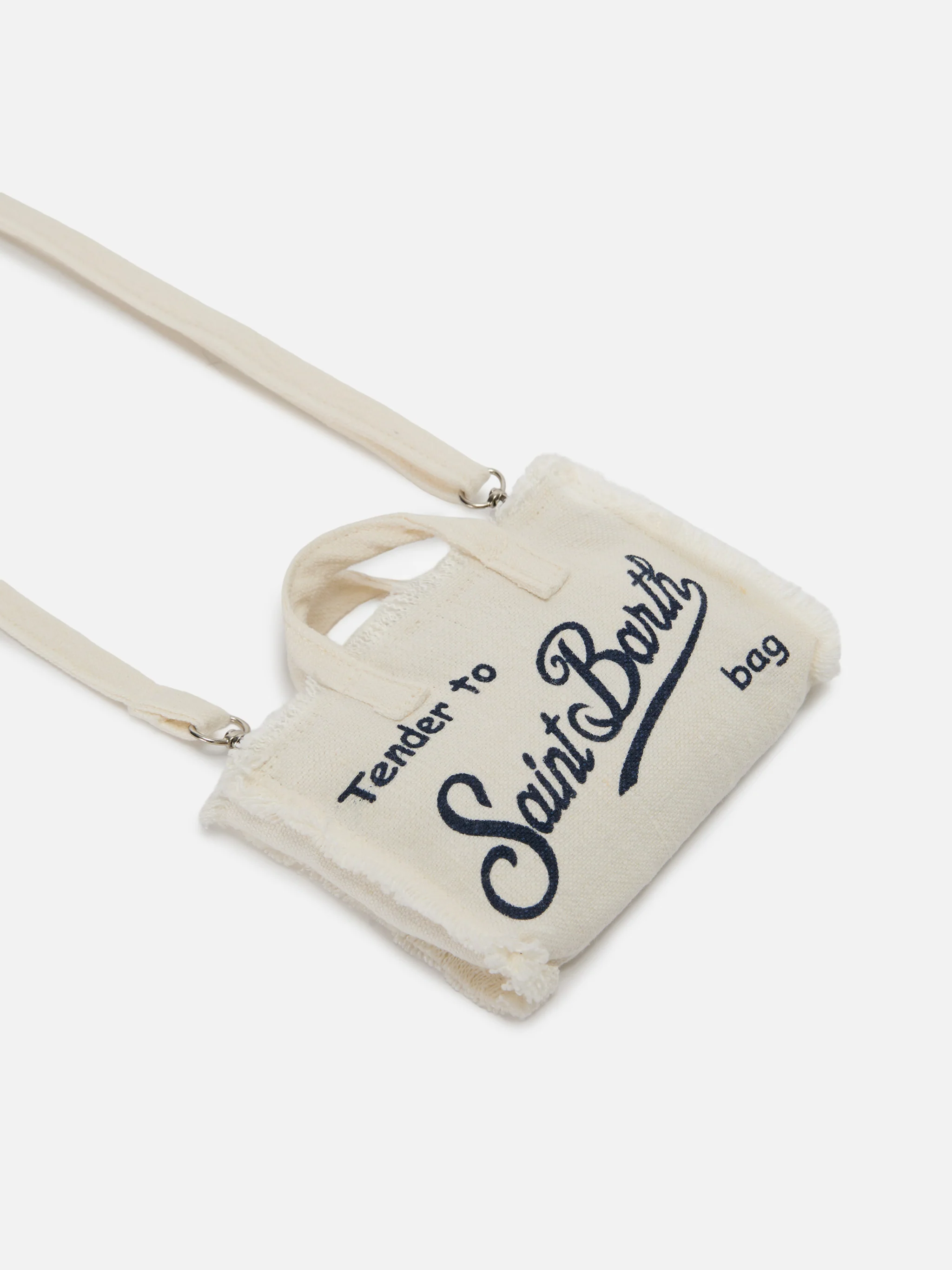 micro Phone solid white linen bag with contrasting logo - Image 2