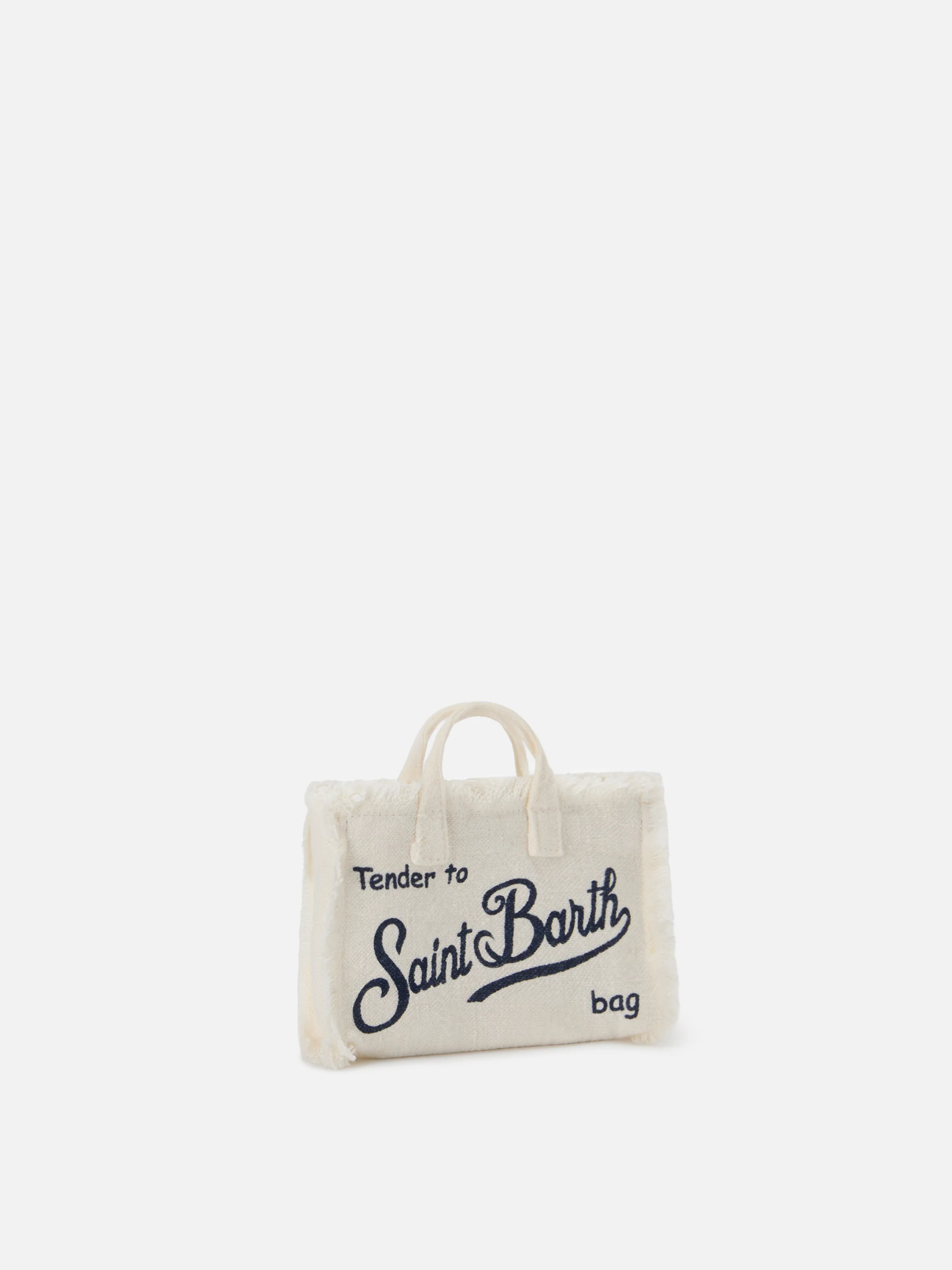 micro Phone solid white linen bag with contrasting logo - Image 3