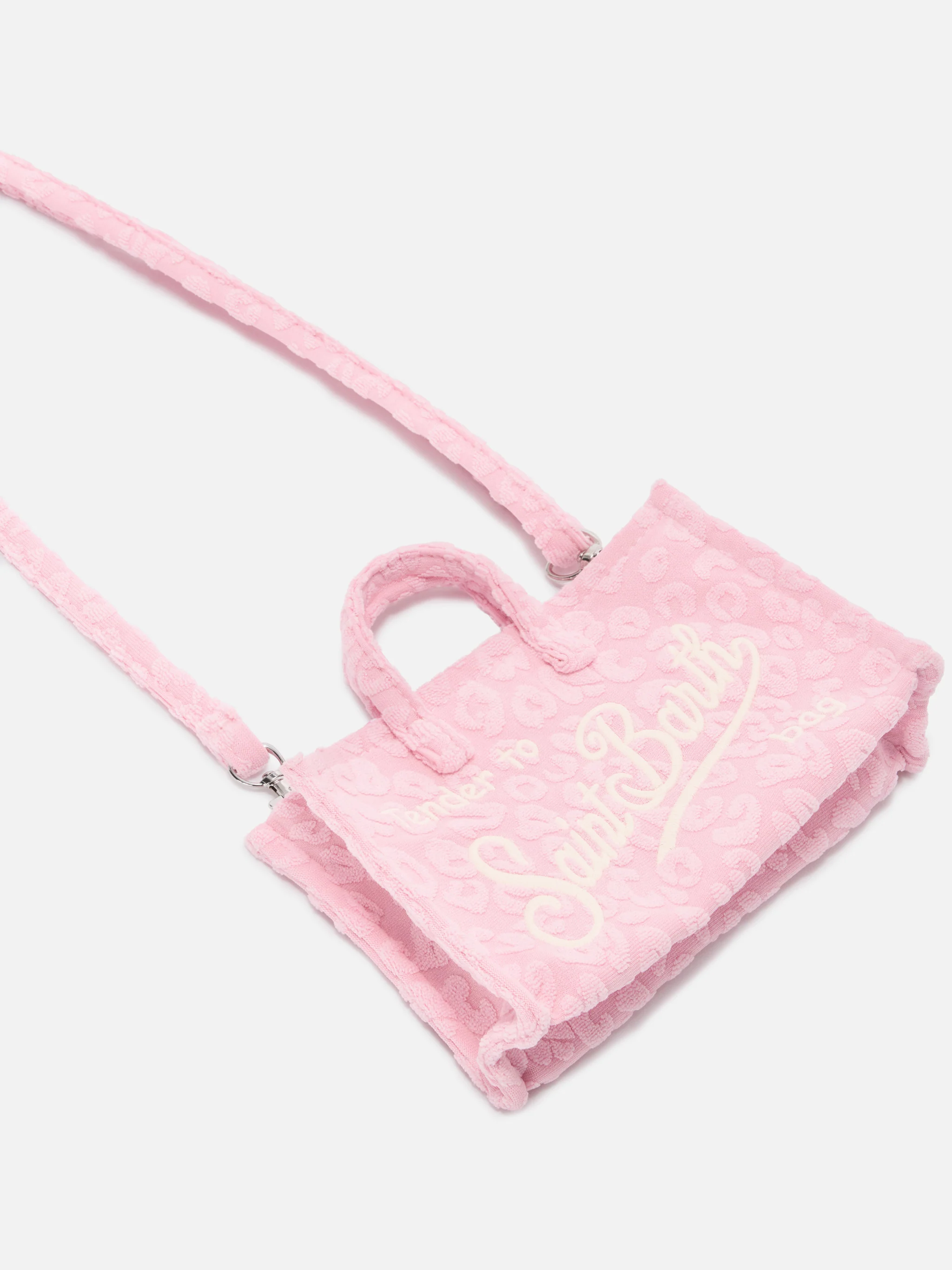 micro Phone terry-effect bag with embossed leopard pattern - Image 3
