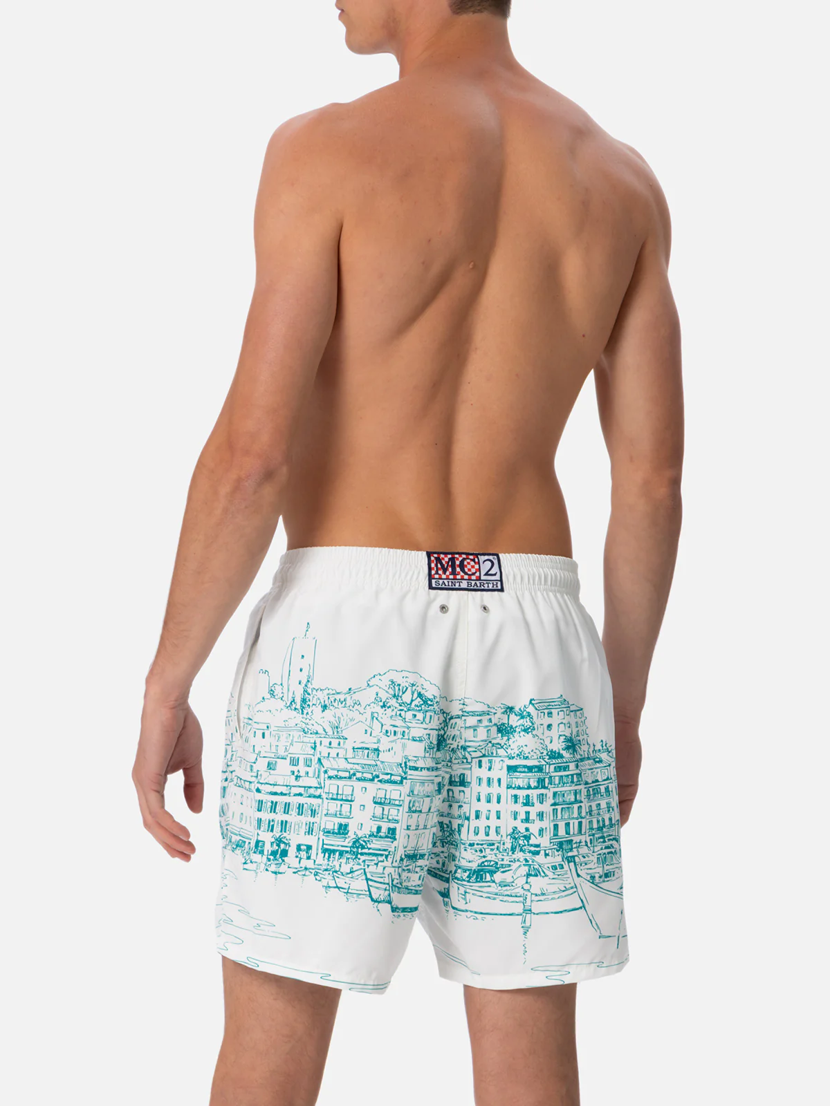 Mid-length Gustavia swim-shorts with Cannes placed print - Image 3