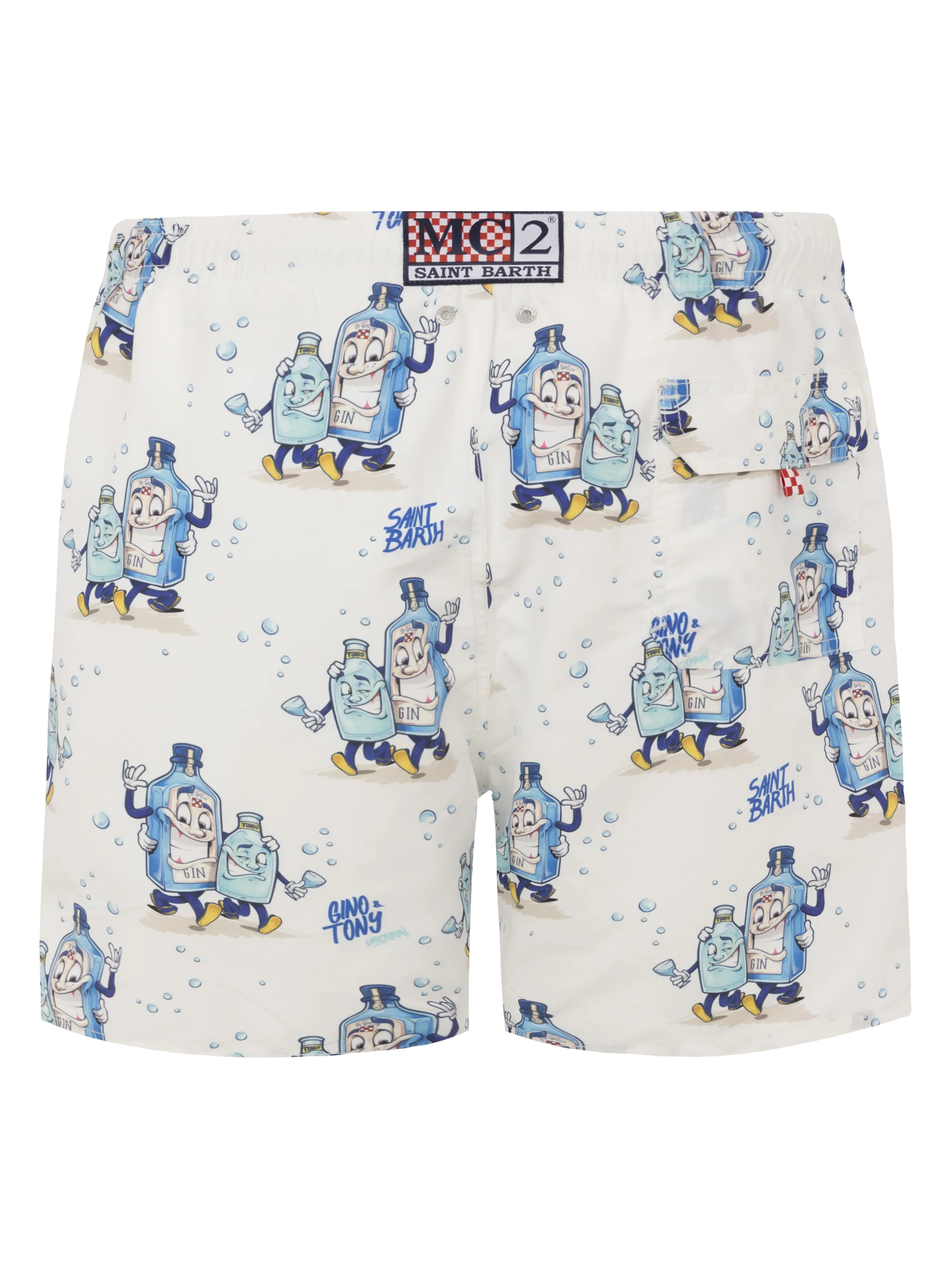 Mid-length Gustavia swim-shorts with cocktail print |CRYPTOPUPPETS SPECIAL EDITION - Image 2