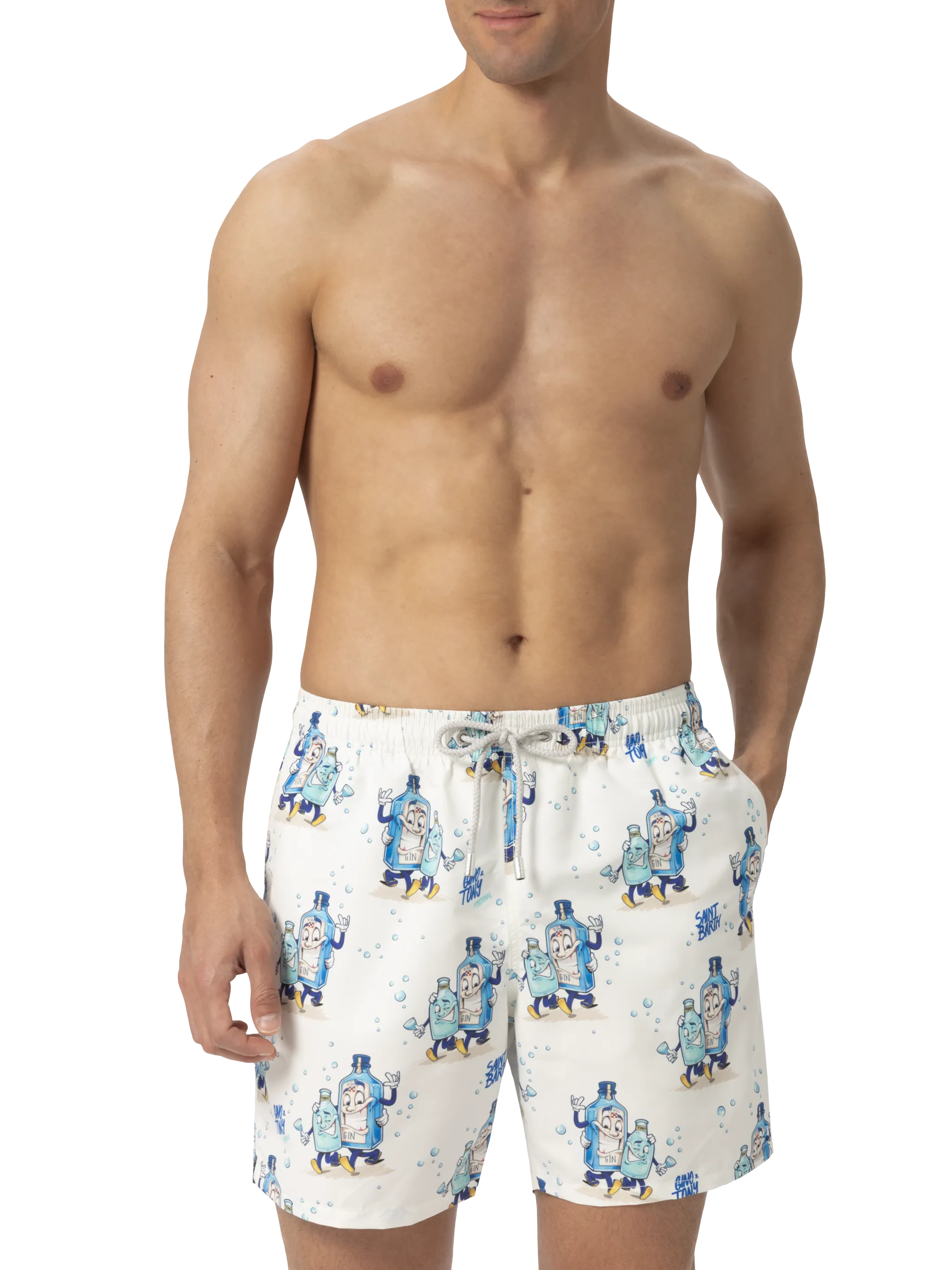 Mid-length Gustavia swim-shorts with cocktail print |CRYPTOPUPPETS SPECIAL EDITION - Image 3