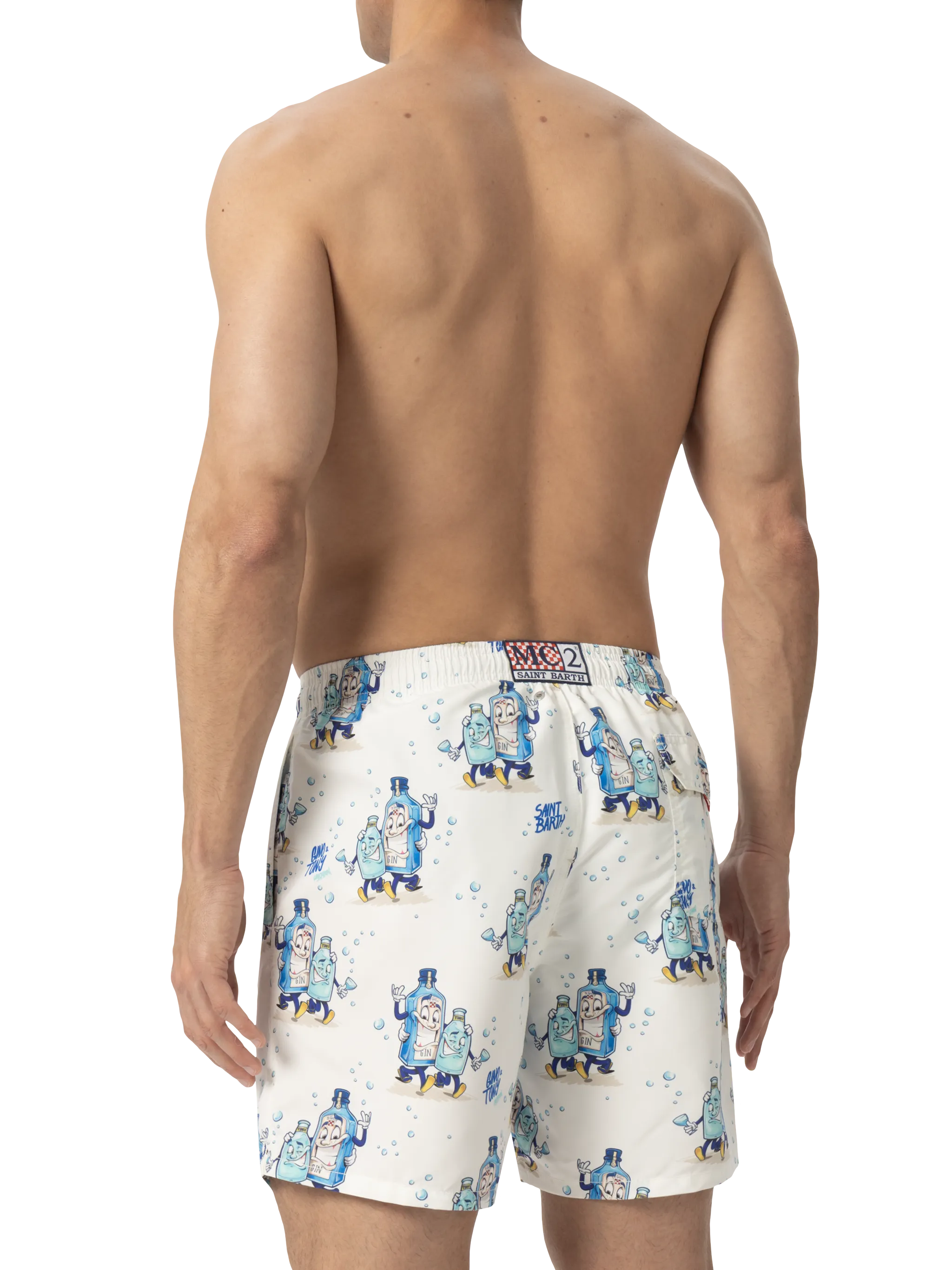 Mid-length Gustavia swim-shorts with cocktail print |CRYPTOPUPPETS SPECIAL EDITION - Image 4