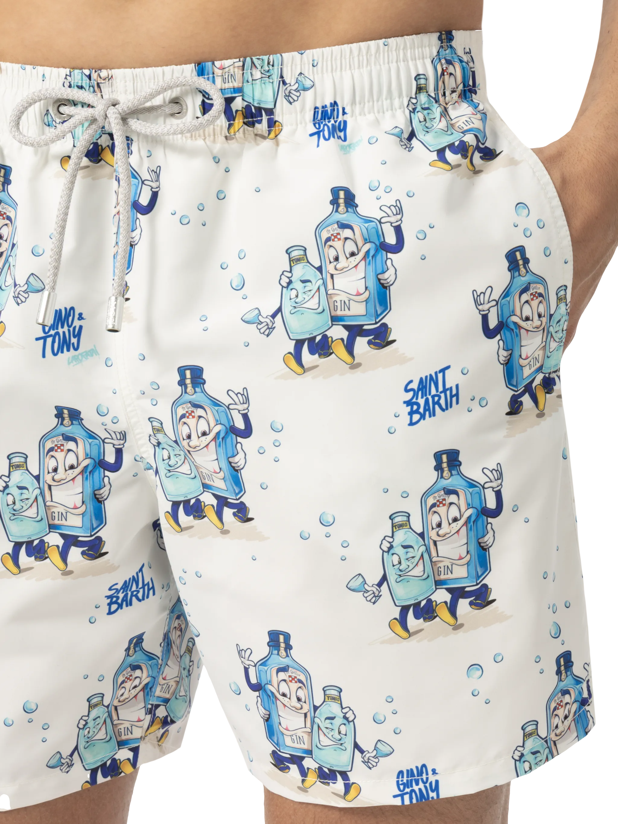Mid-length Gustavia swim-shorts with cocktail print |CRYPTOPUPPETS SPECIAL EDITION - Image 5