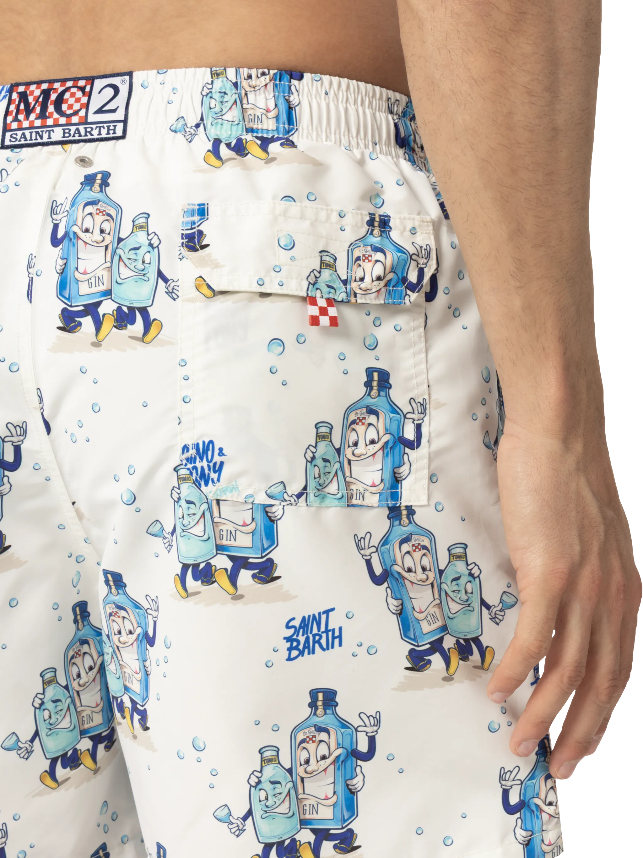 Mid-length Gustavia swim-shorts with cocktail print |CRYPTOPUPPETS SPECIAL EDITION - Image 6
