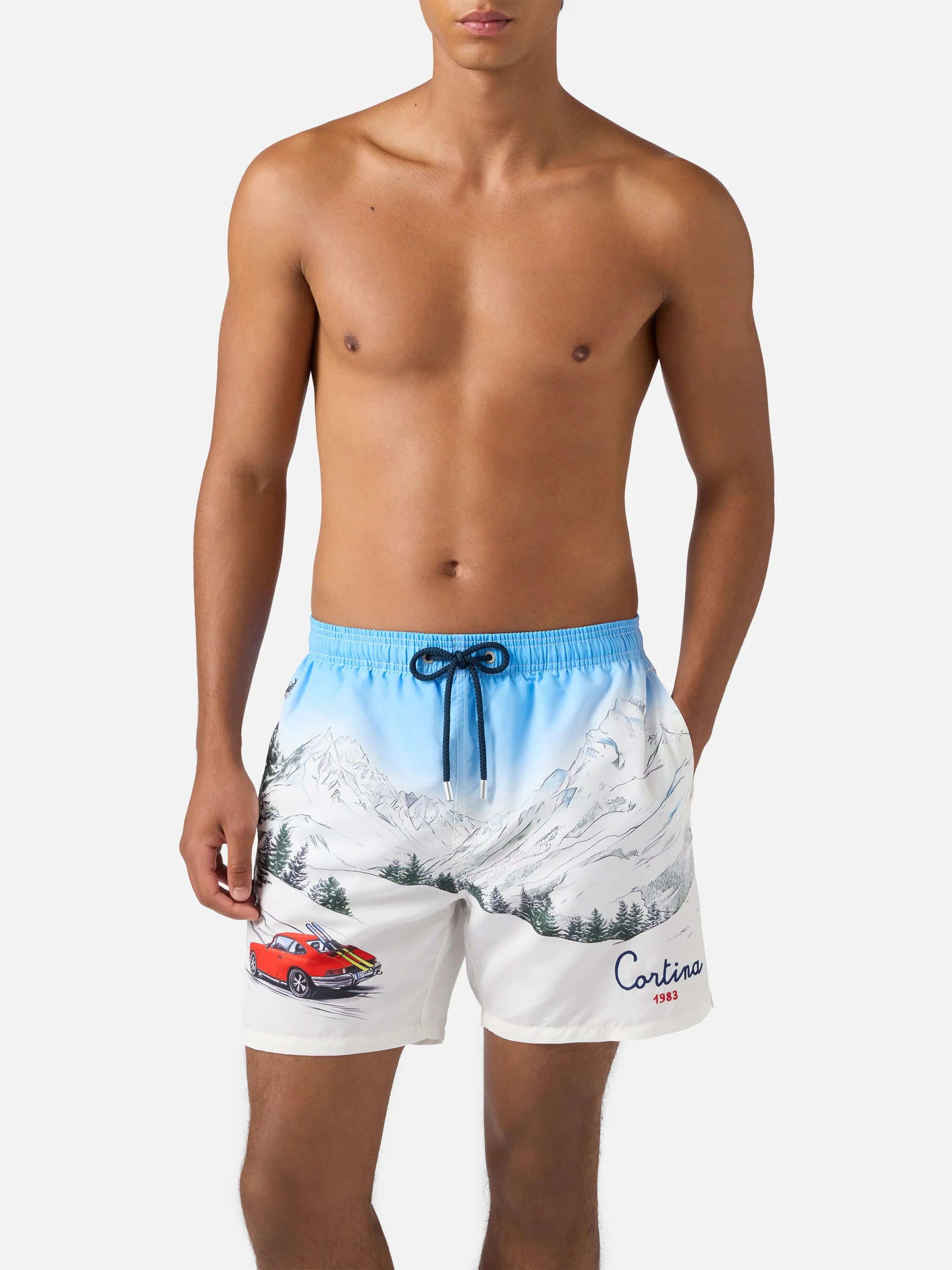 Mid-length Gustavia swim-shorts with Cortina placed print - Image 3