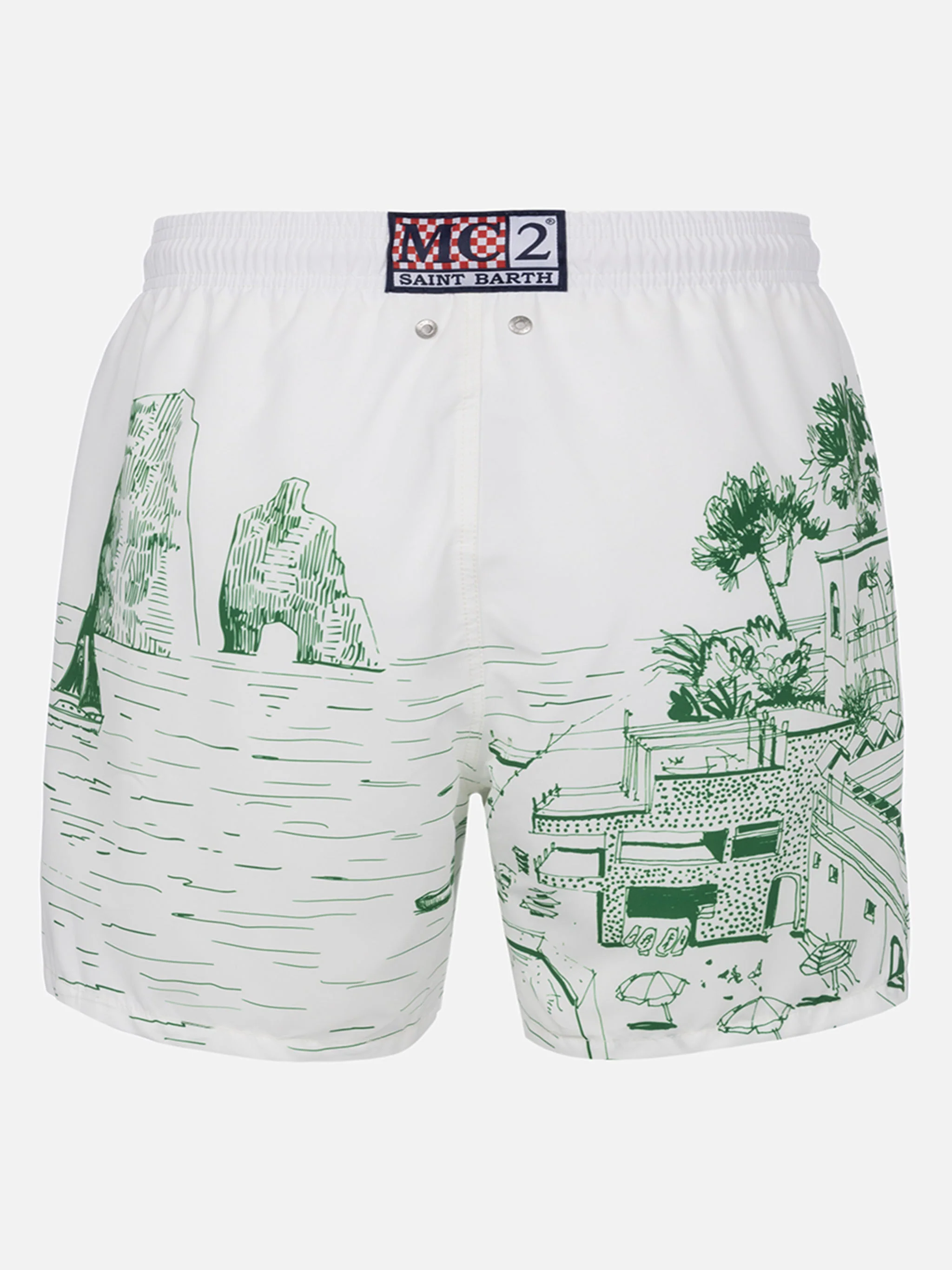 Mid-length Gustavia swim-shorts with Faraglioni placed print - Image 2