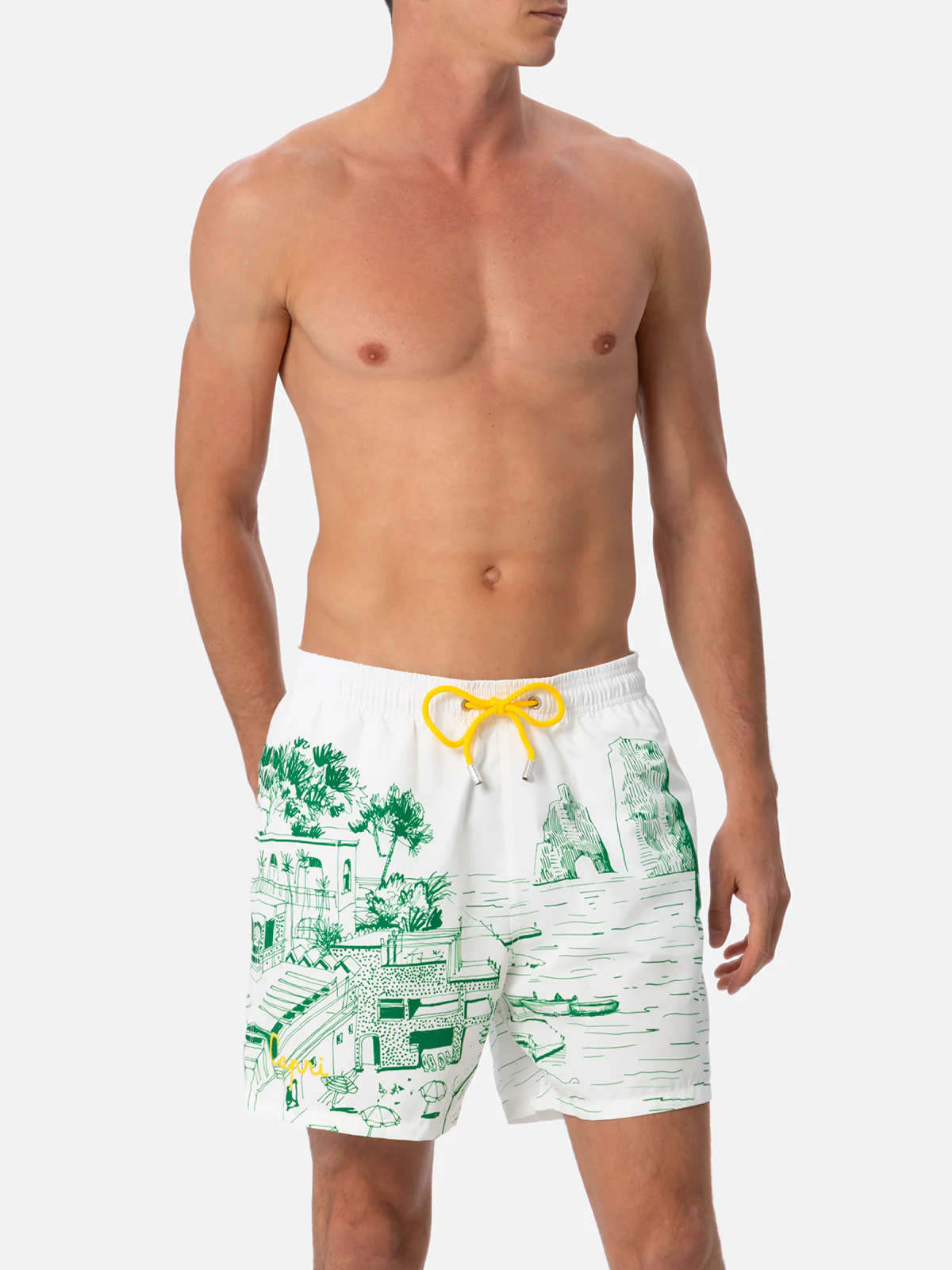 Mid-length Gustavia swim-shorts with Faraglioni placed print - Image 3