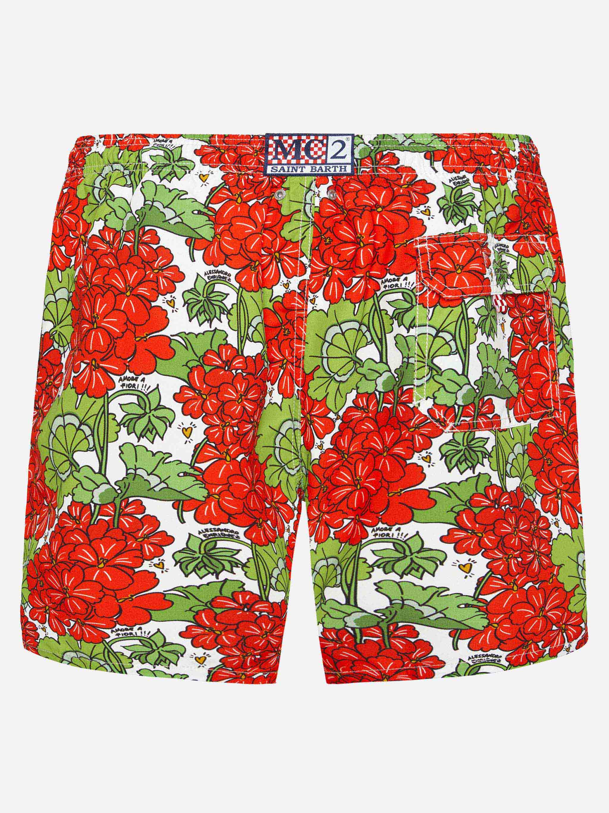 Mid-length Gustavia swim-shorts with flower print | ALESSANDRO ENRIQUEZ SPECIAL EDITION - Image 2