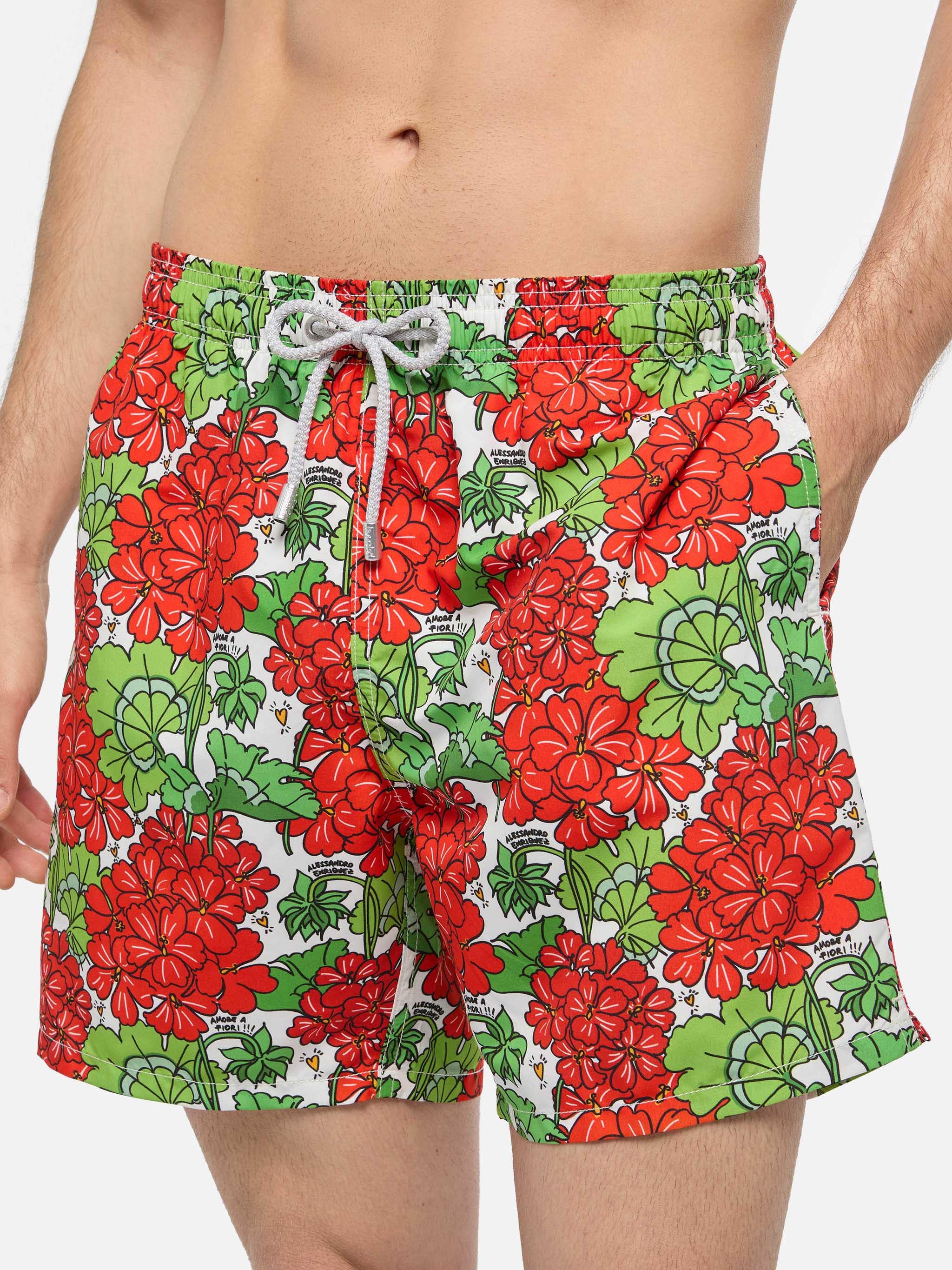 Mid-length Gustavia swim-shorts with flower print | ALESSANDRO ENRIQUEZ SPECIAL EDITION - Image 4