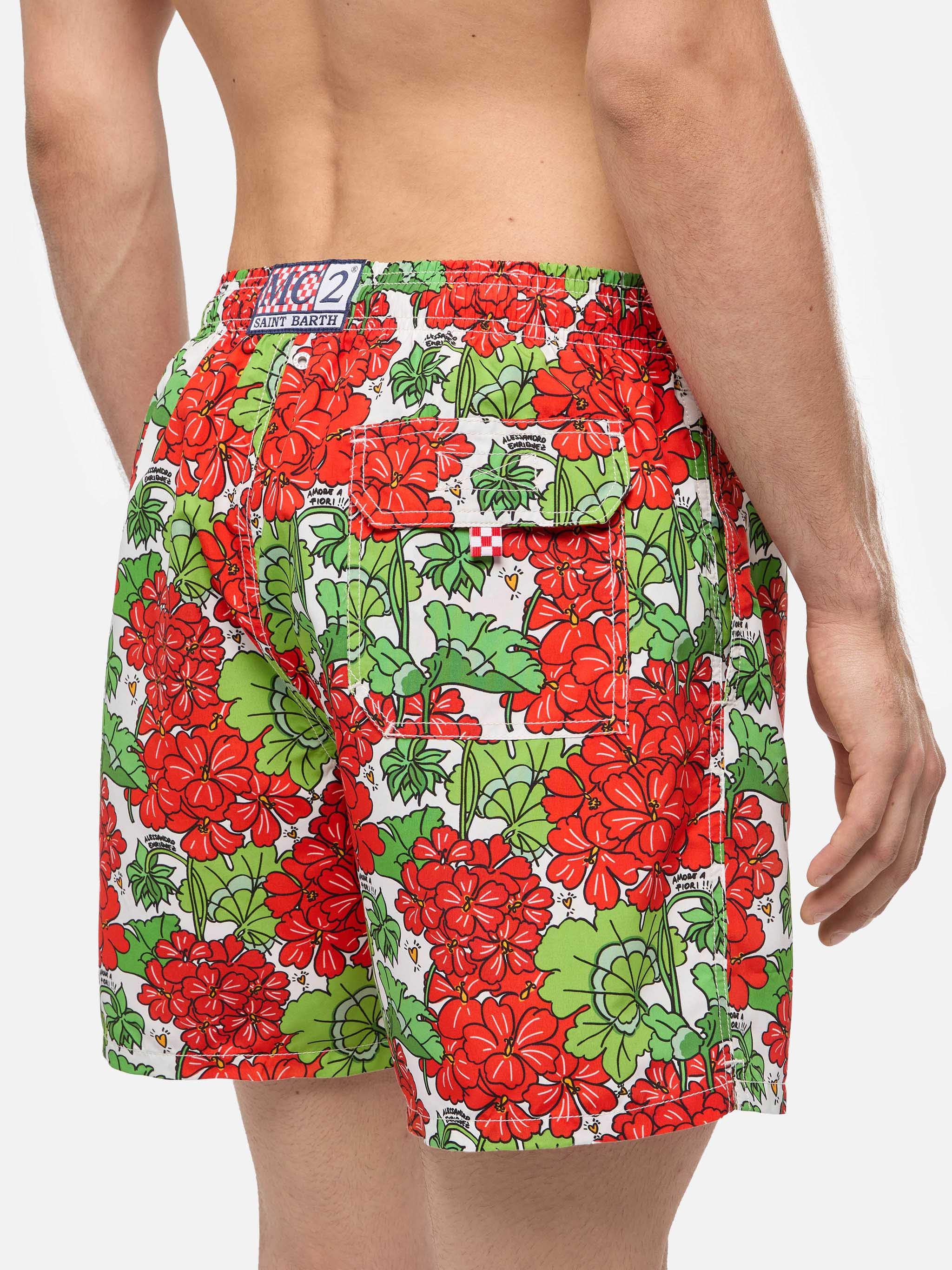 Mid-length Gustavia swim-shorts with flower print | ALESSANDRO ENRIQUEZ SPECIAL EDITION - Image 6