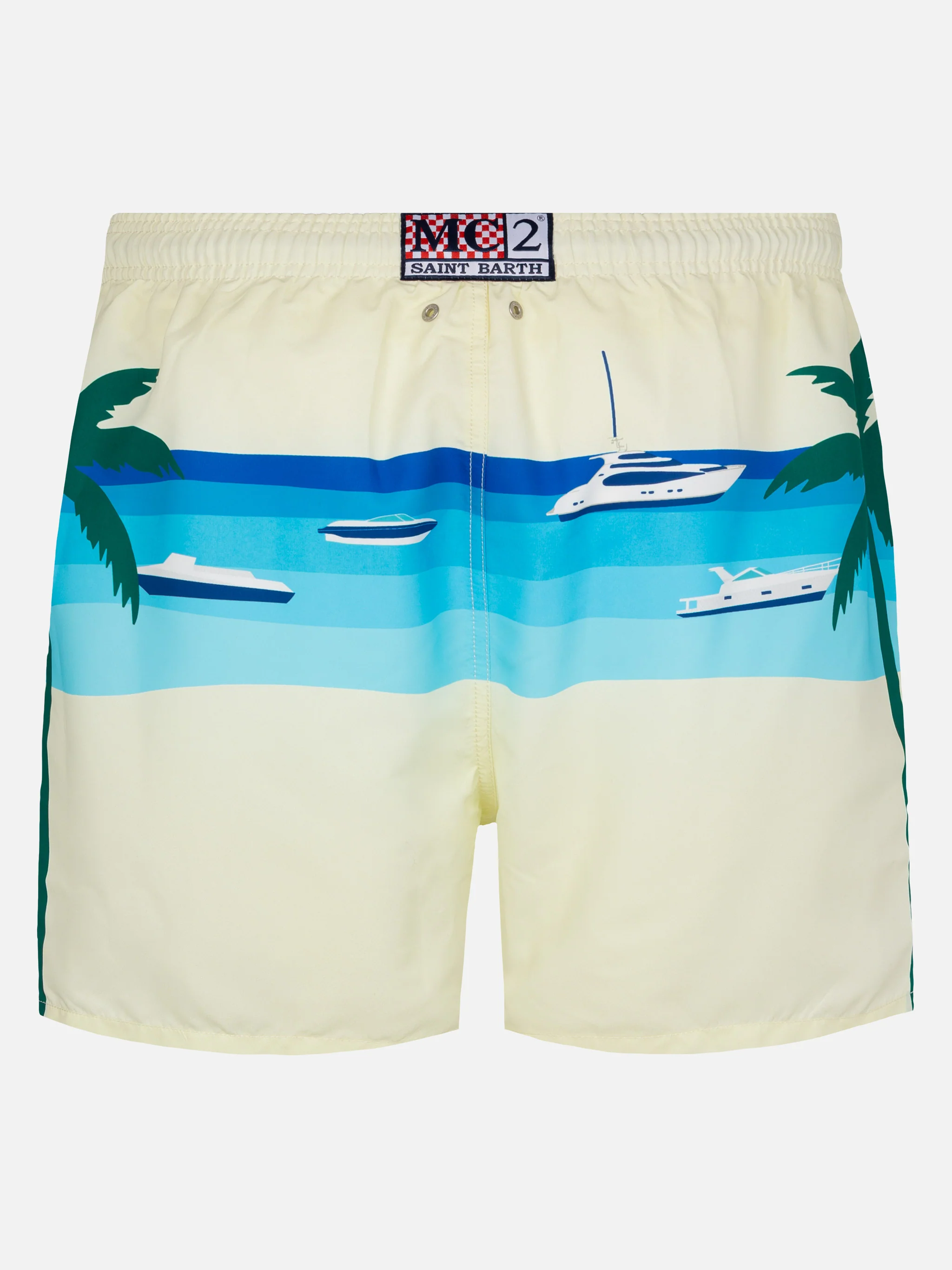 Mid-length Gustavia swim-shorts with Formentera postcard placed print - Image 2