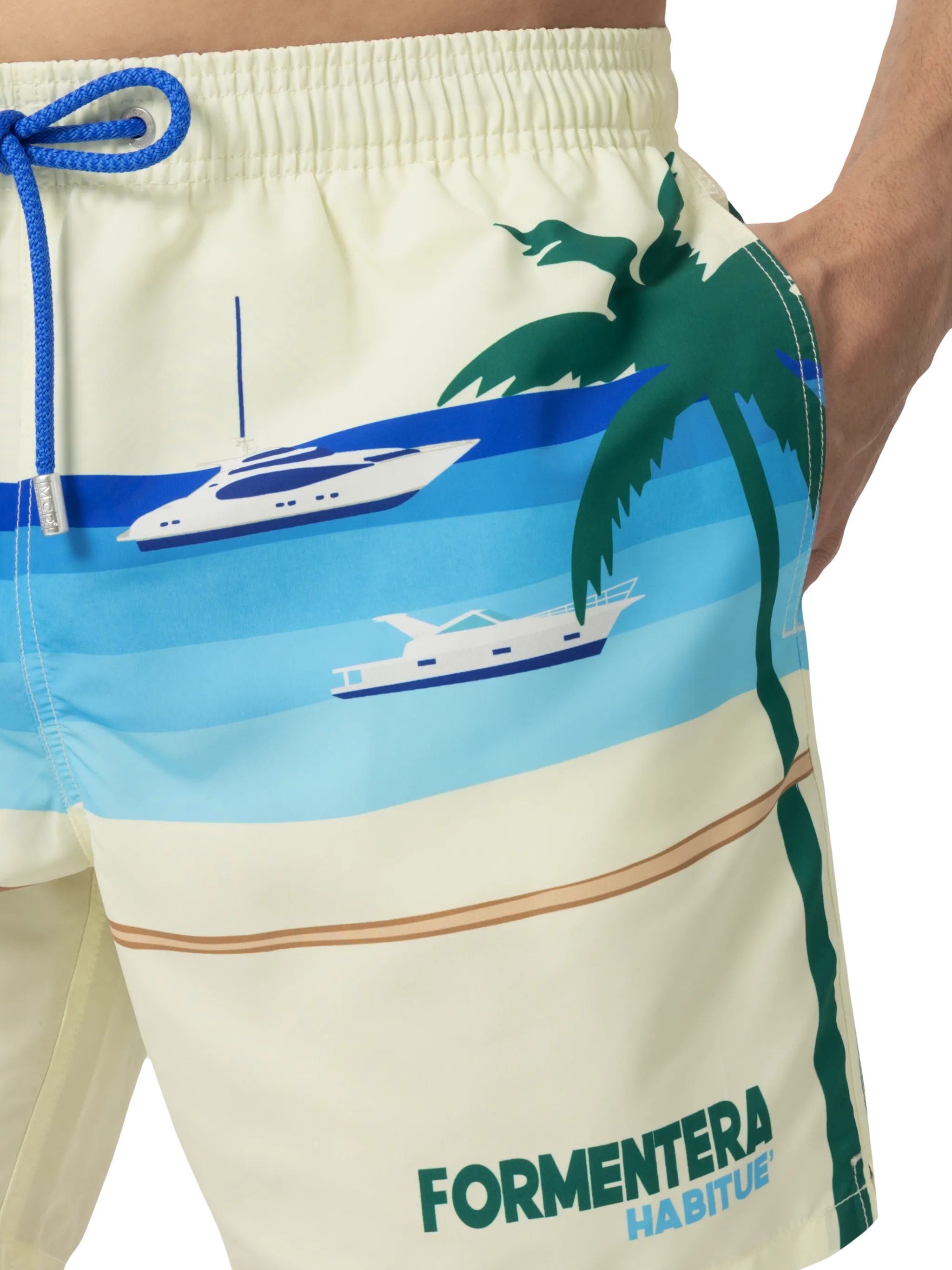 Mid-length Gustavia swim-shorts with Formentera postcard placed print - Image 5
