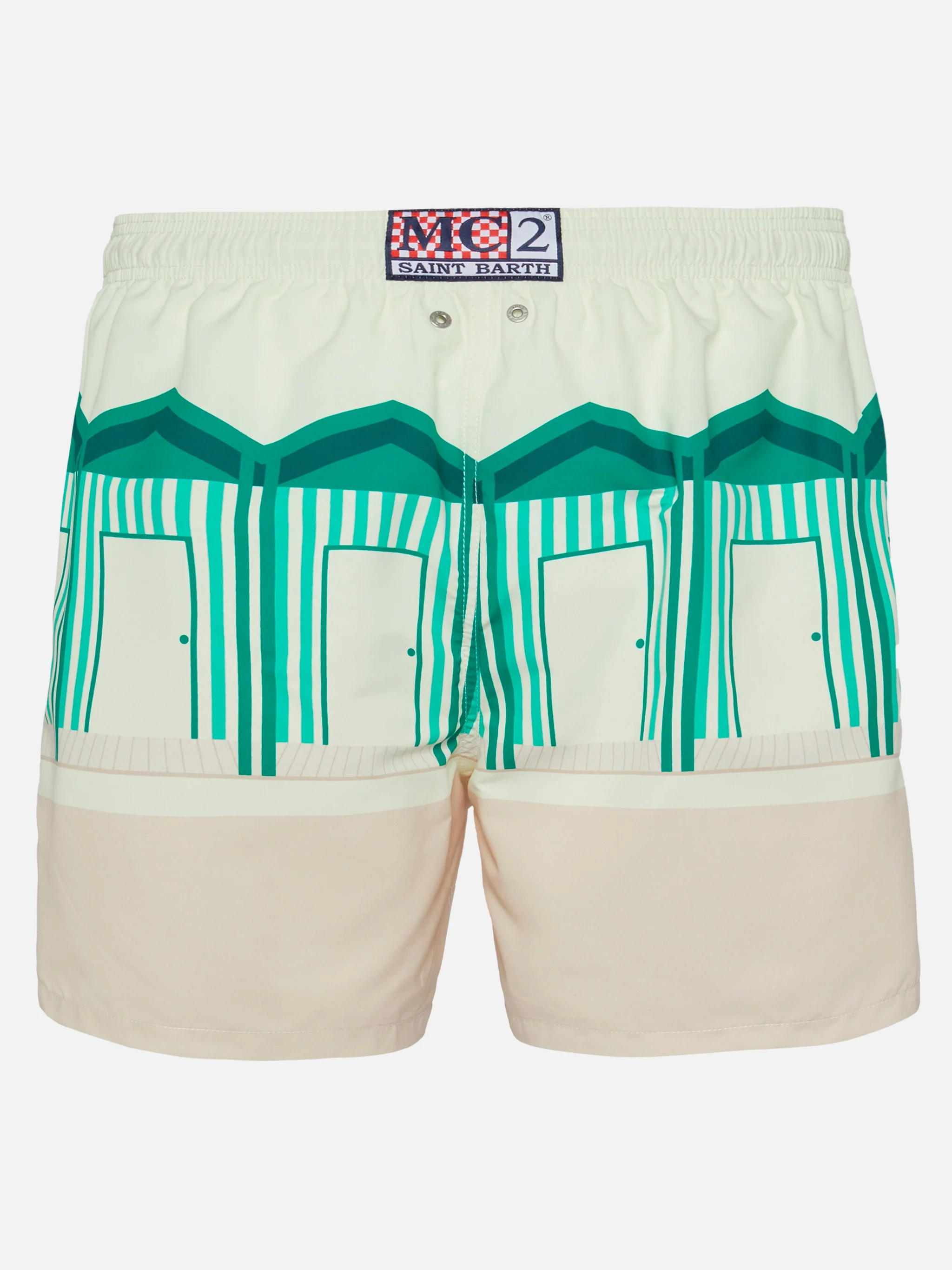 Mid-length Gustavia swim-shorts with Forte dei Marmi postcard placed print - Image 2