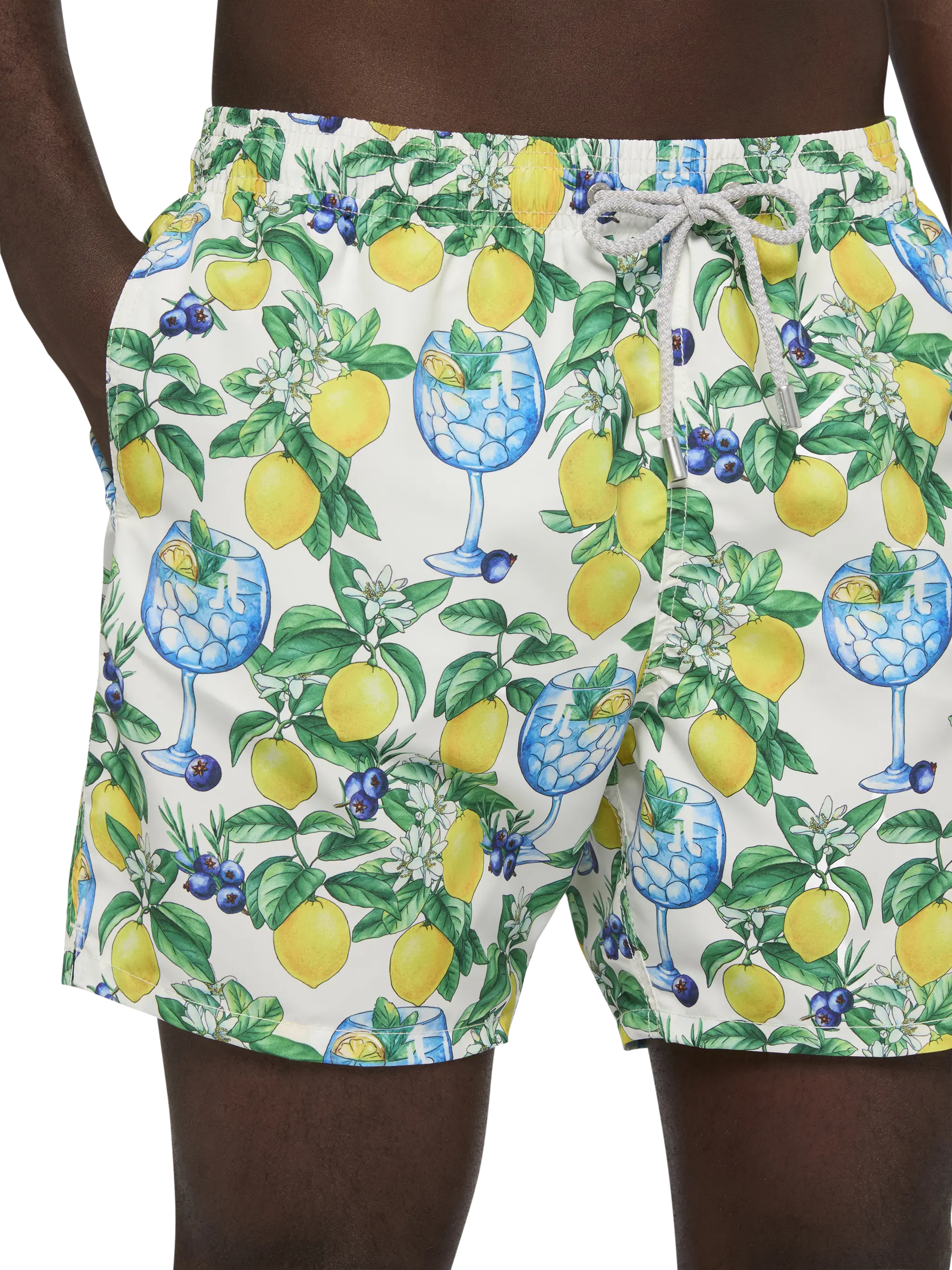 Mid-length Gustavia swim-shorts with gin and lemons print - Image 4