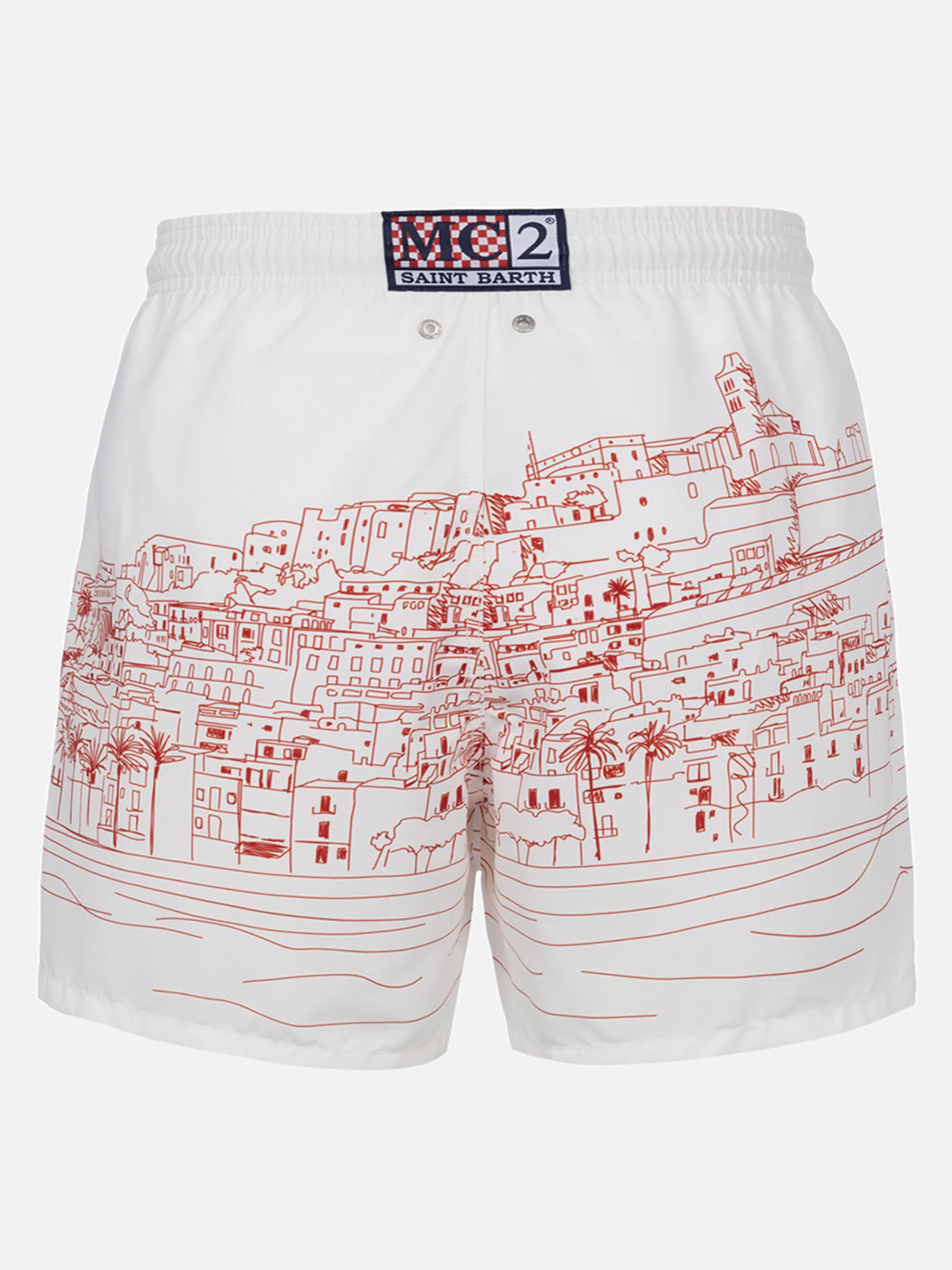 Mid-length Gustavia swim-shorts with Ibiza placed print - Image 2