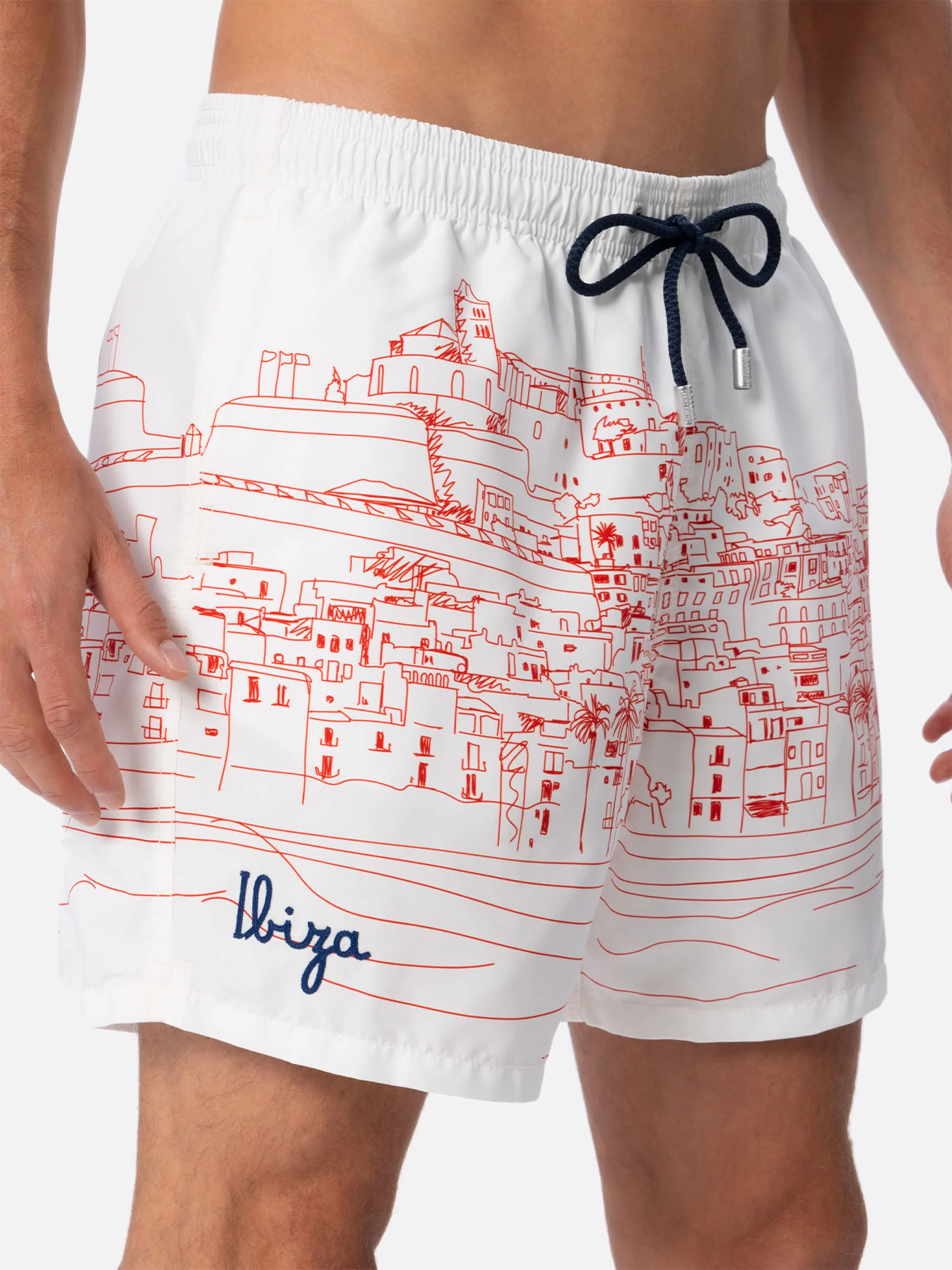 Mid-length Gustavia swim-shorts with Ibiza placed print - Image 3
