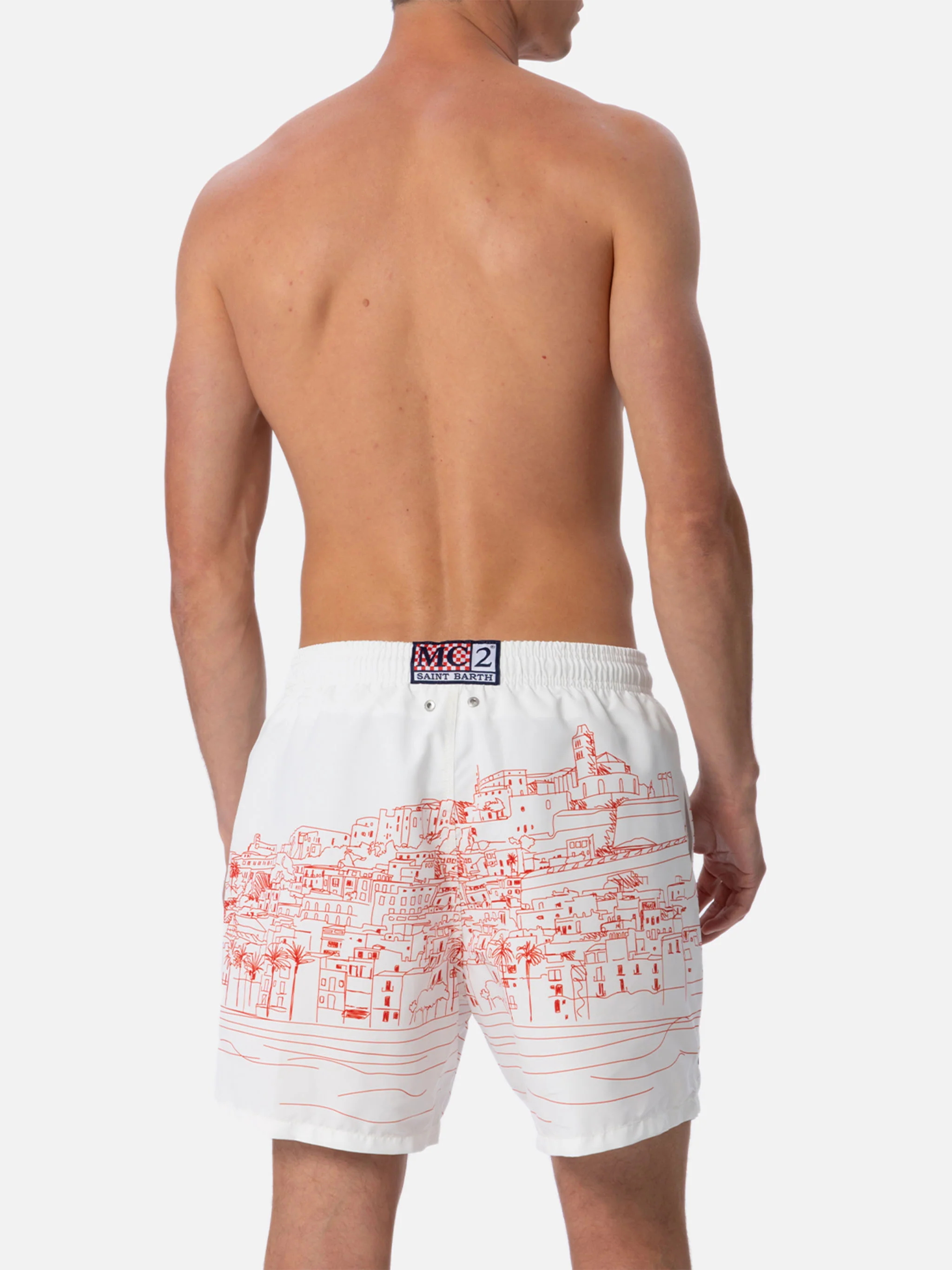 Mid-length Gustavia swim-shorts with Ibiza placed print - Image 5
