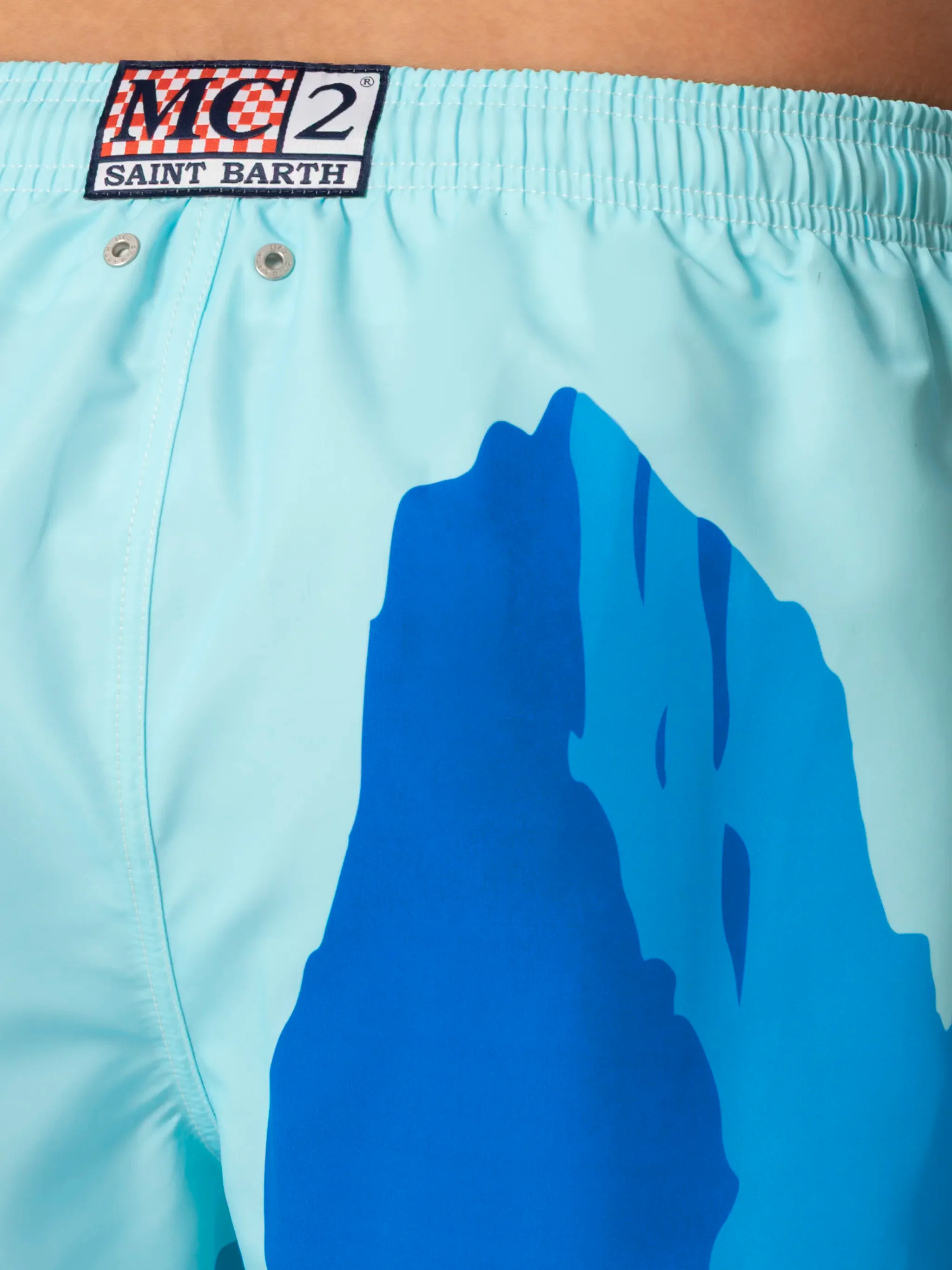 Mid-length Gustavia swim-shorts with Ibiza postcard placed print - Image 6