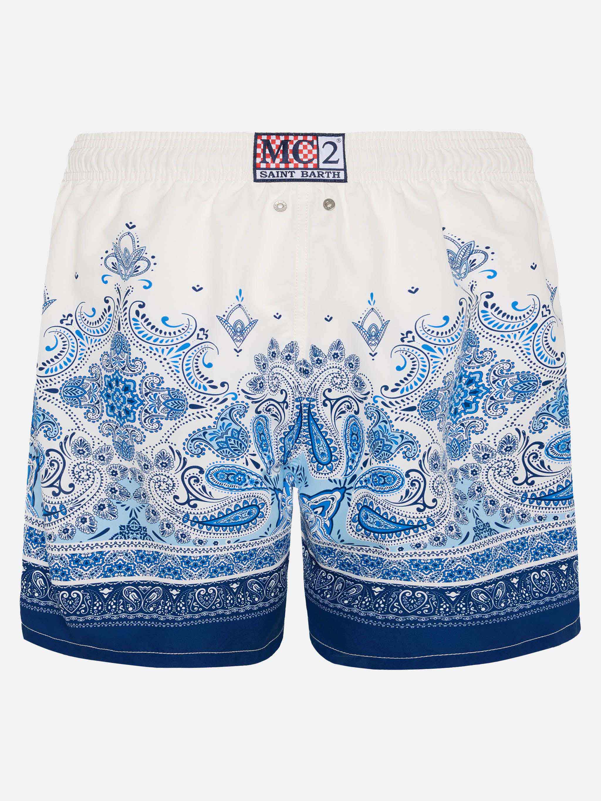 Mid-length Gustavia swim-shorts with paisley placed print - Image 2