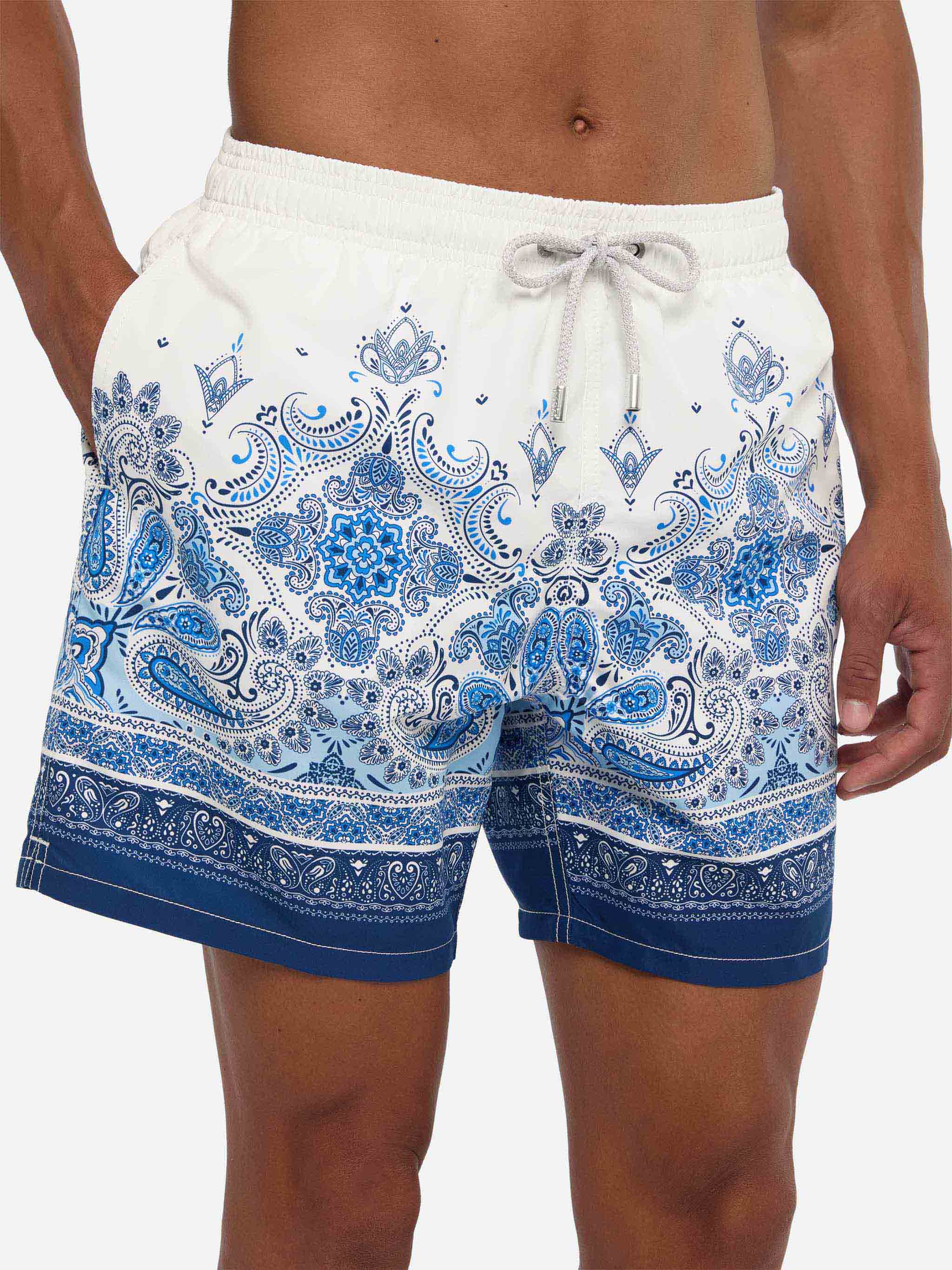 Mid-length Gustavia swim-shorts with paisley placed print - Image 4
