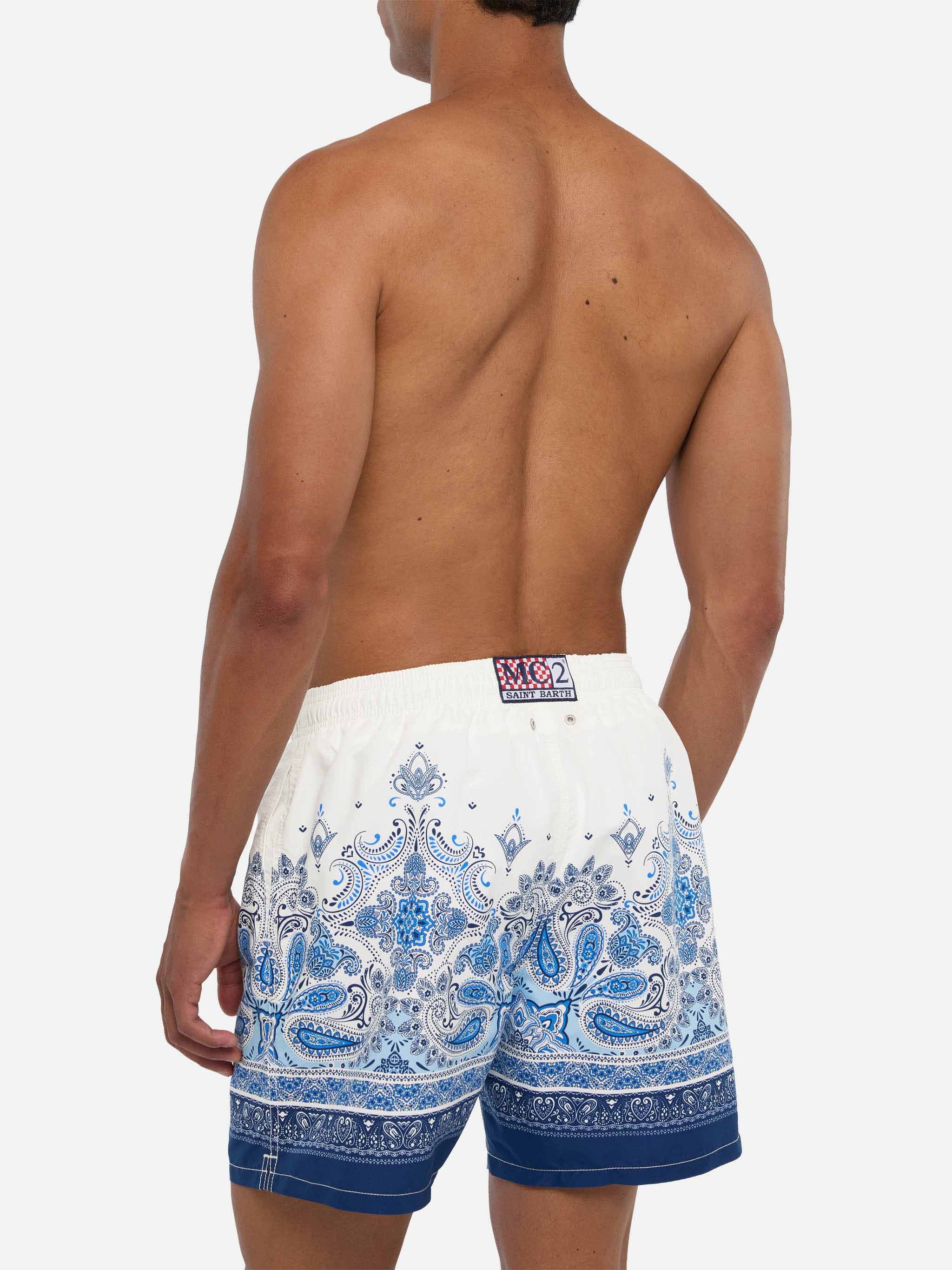 Mid-length Gustavia swim-shorts with paisley placed print - Image 5