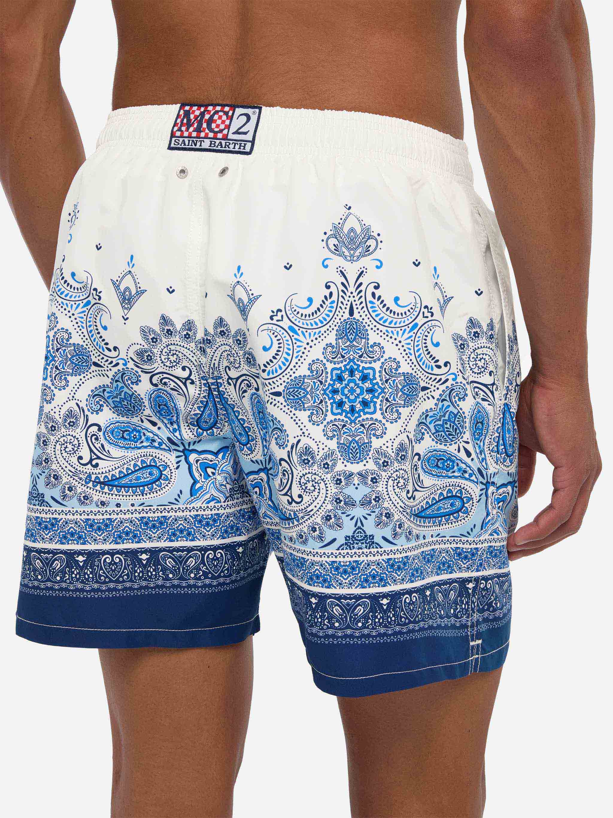 Mid-length Gustavia swim-shorts with paisley placed print - Image 6