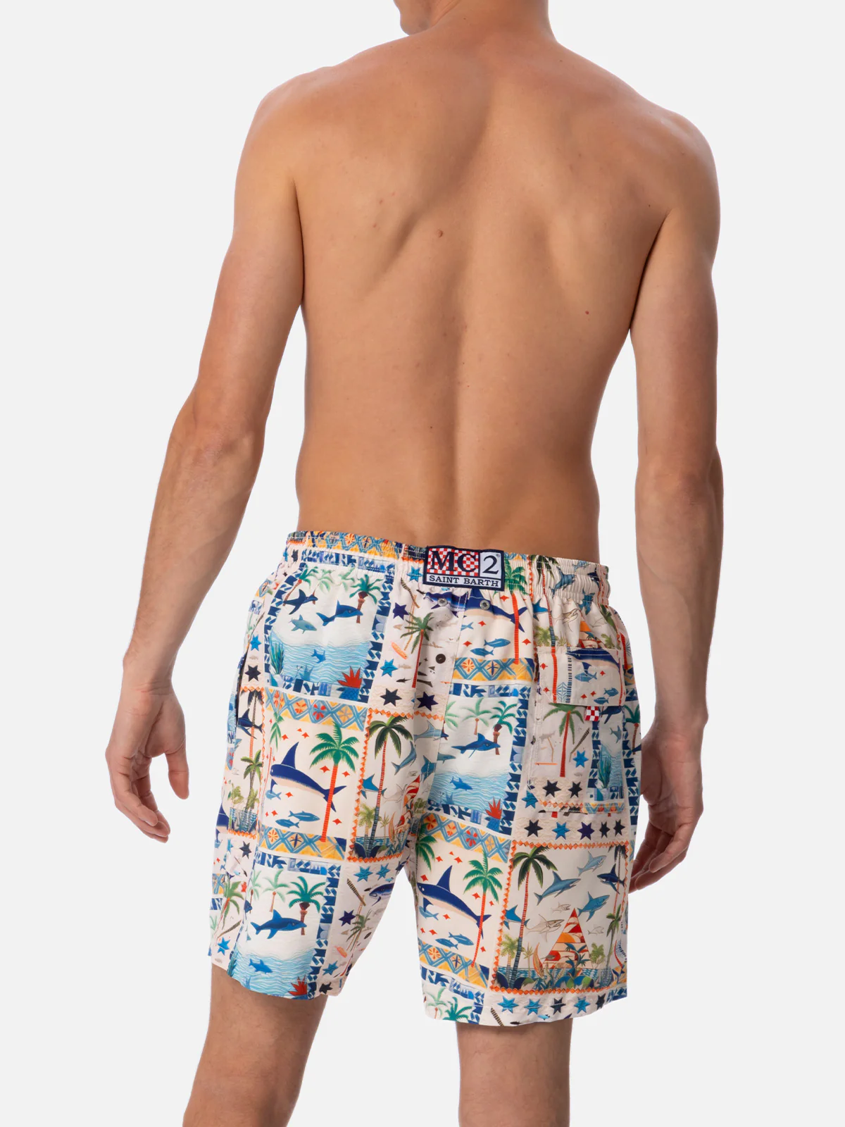 Mid-length Gustavia swim-shorts with shark print | AI CO-CREATED DESIGN BY RICKDICK - POWERED BY RED-EYE - Image 5
