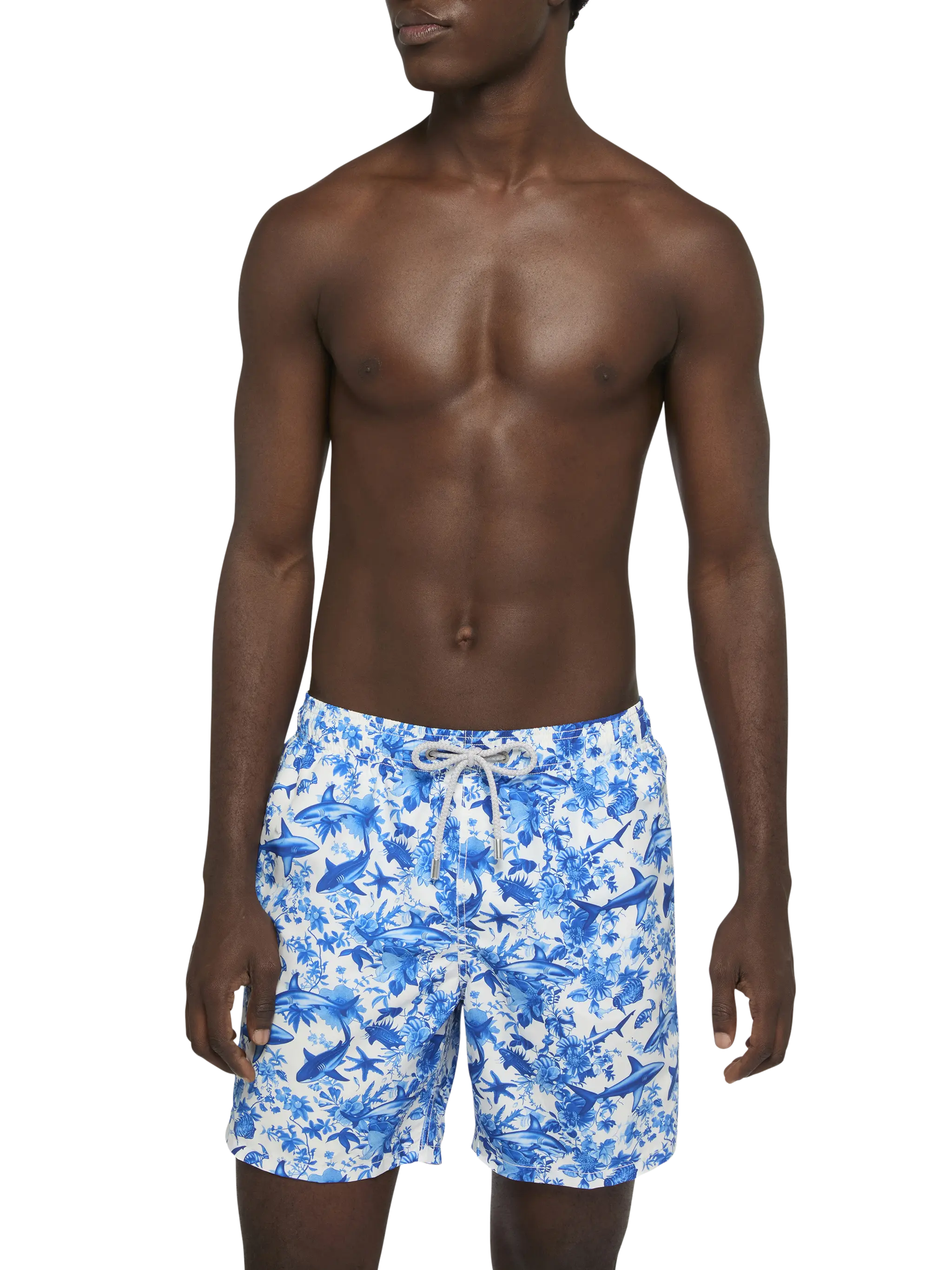 Mid-length Gustavia swim-shorts with shark print | AI CO-CREATED DESIGN BY RICKDICK - POWERED BY RED-EYE - Image 3