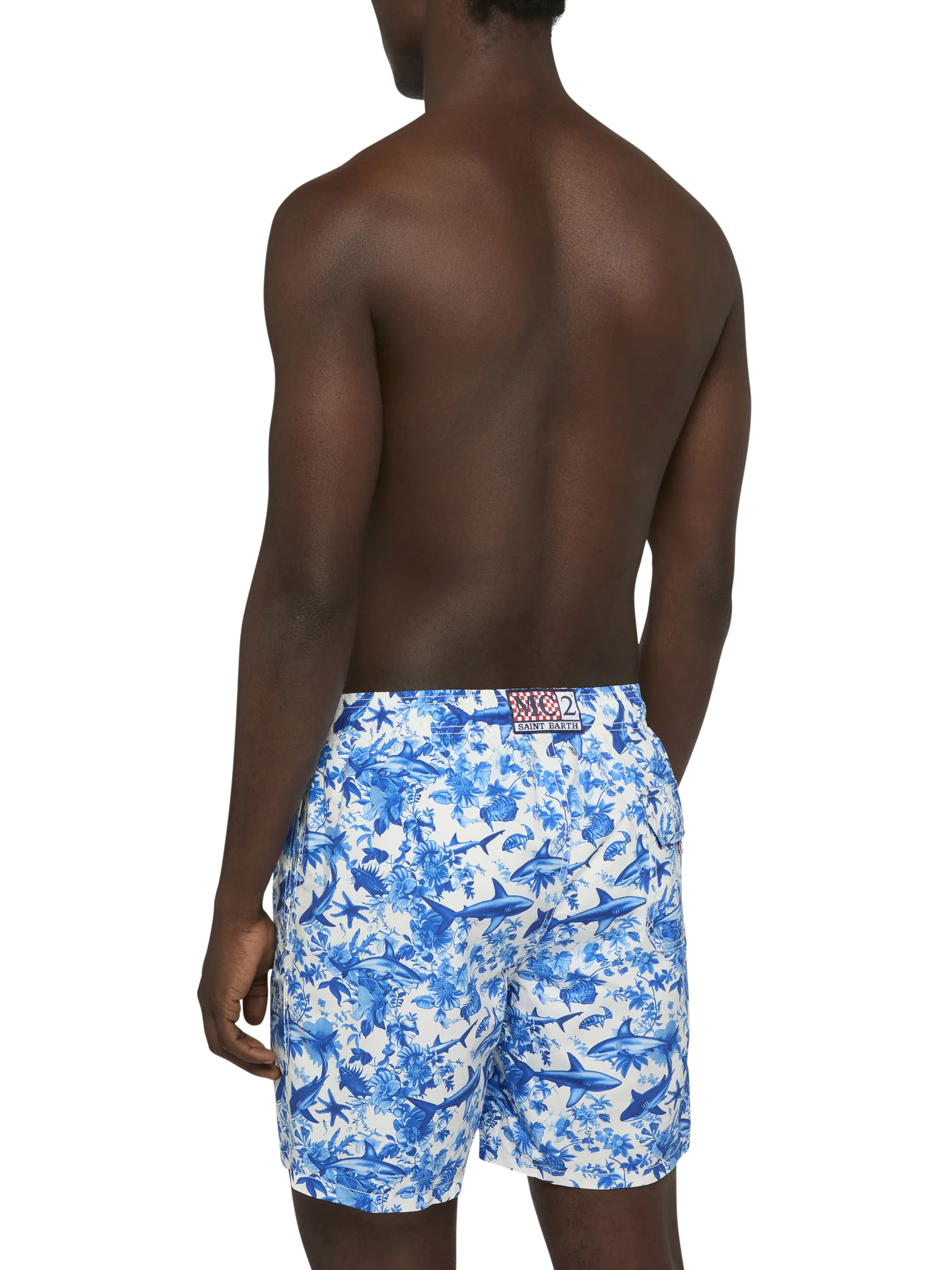 Mid-length Gustavia swim-shorts with shark print | AI CO-CREATED DESIGN BY RICKDICK - POWERED BY RED-EYE - Image 5