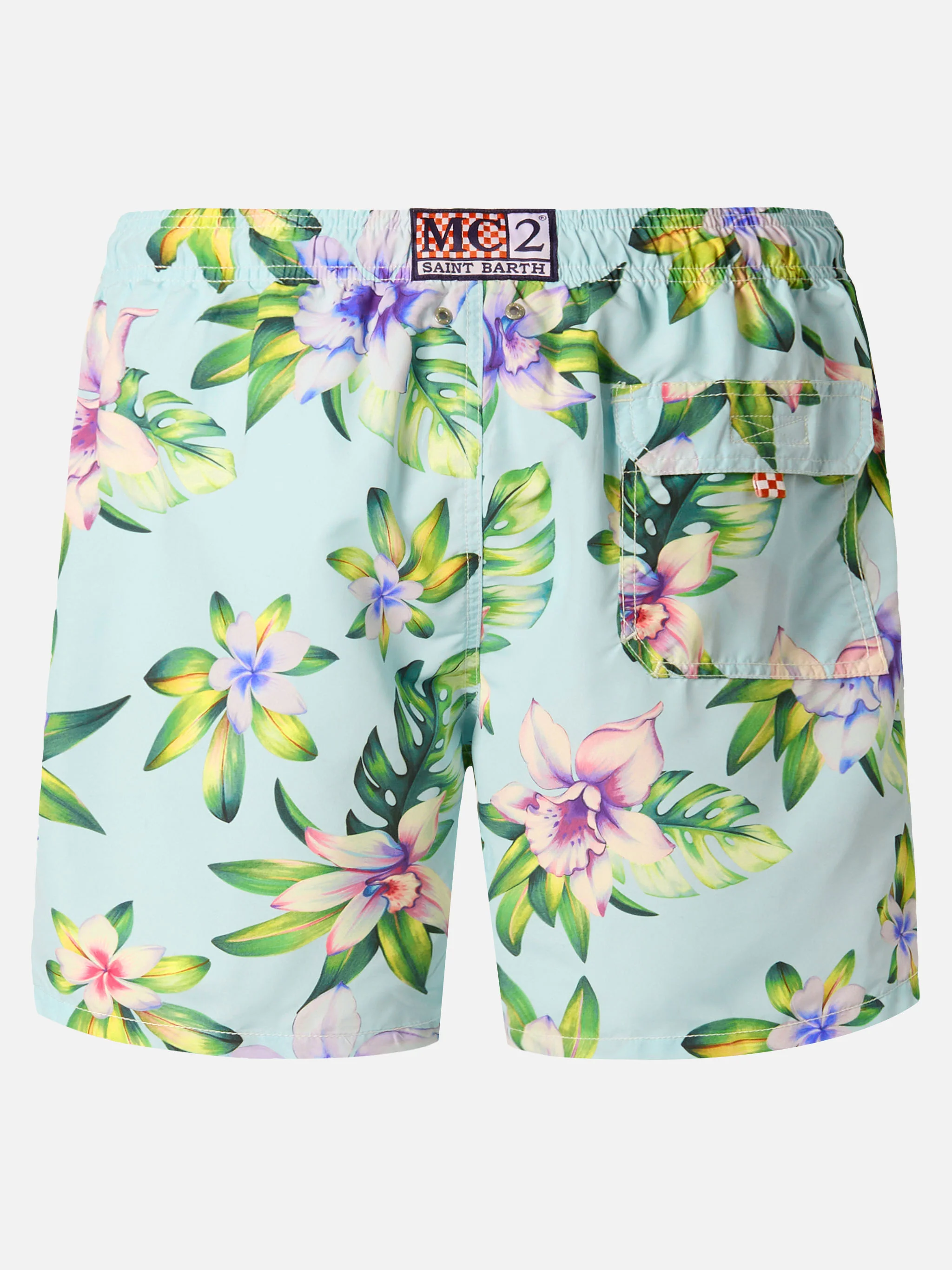 Mid-length Gustavia swim-shorts with tropical print - Image 2