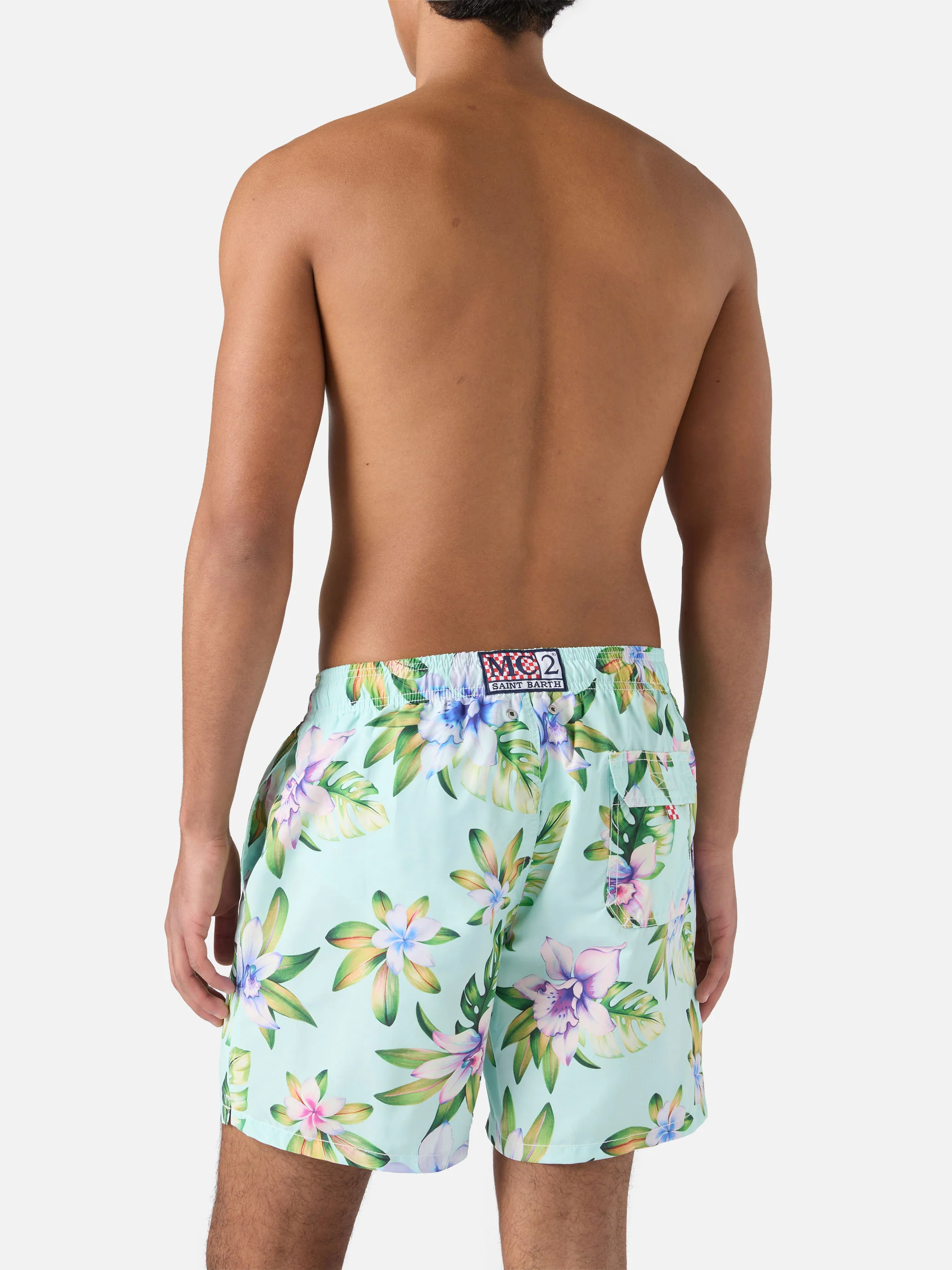 Mid-length Gustavia swim-shorts with tropical print - Image 5