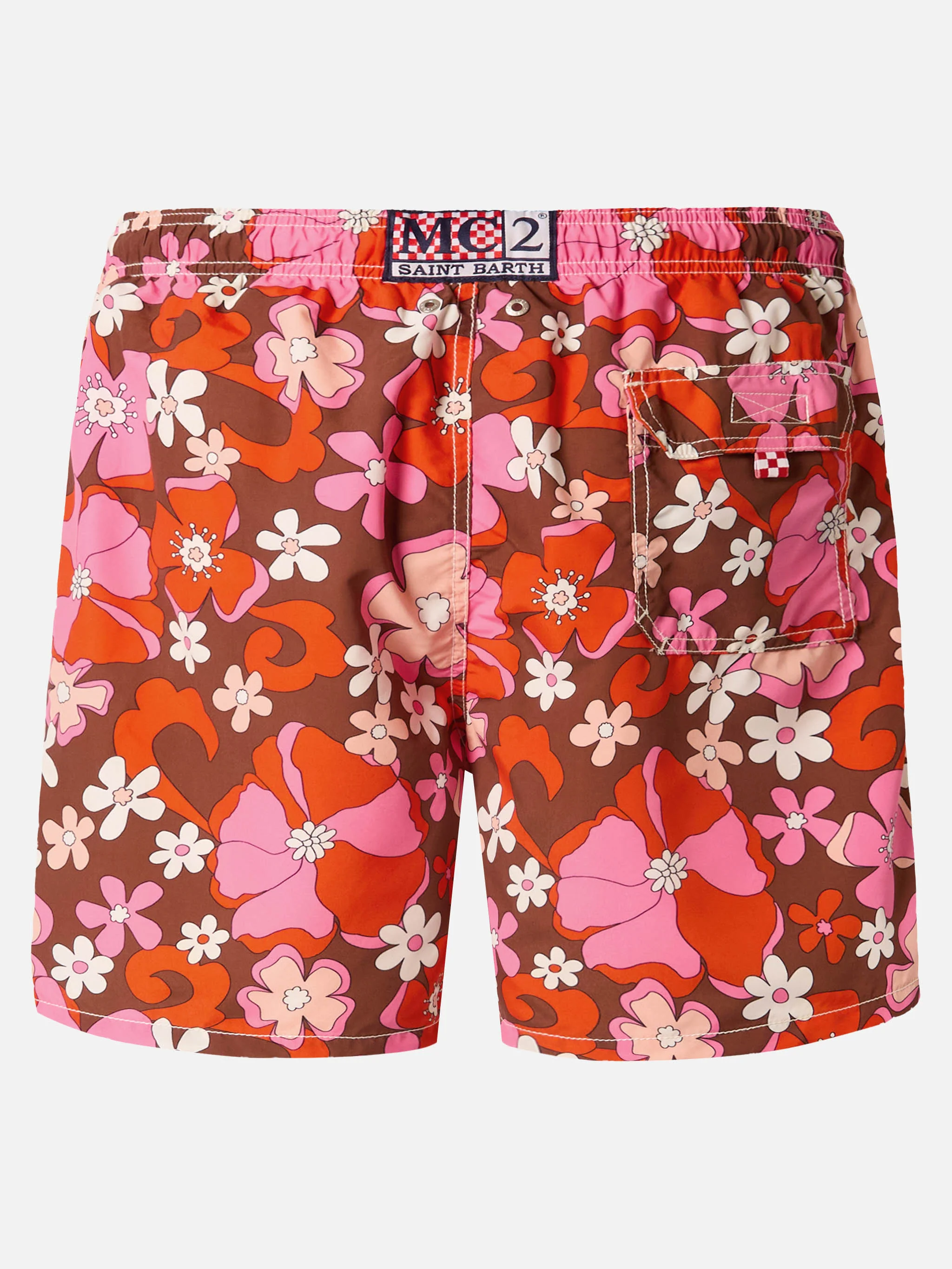 Mid-length Gustavia swim-shorts with vintage flower print - Image 2