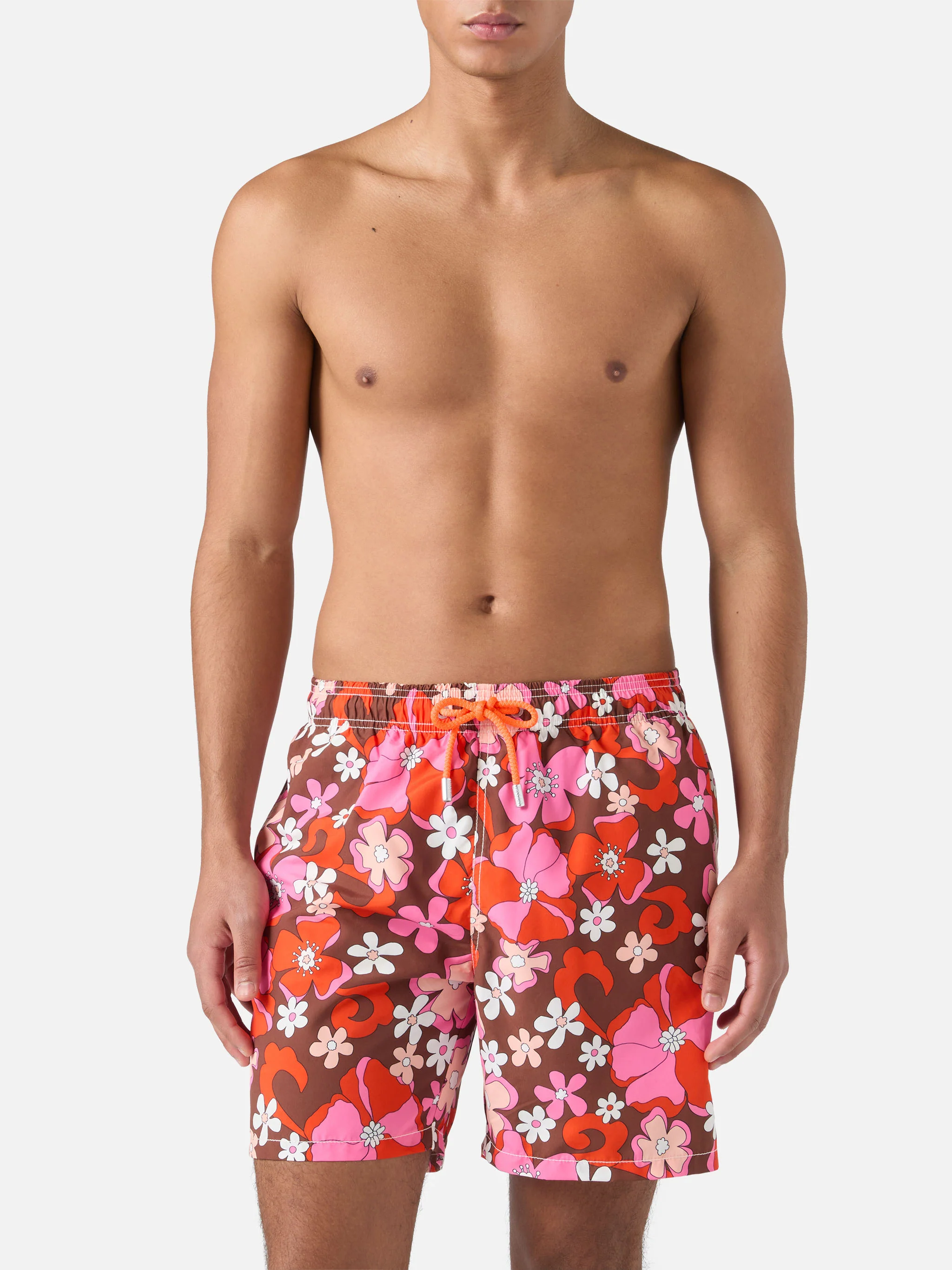 Mid-length Gustavia swim-shorts with vintage flower print - Image 3