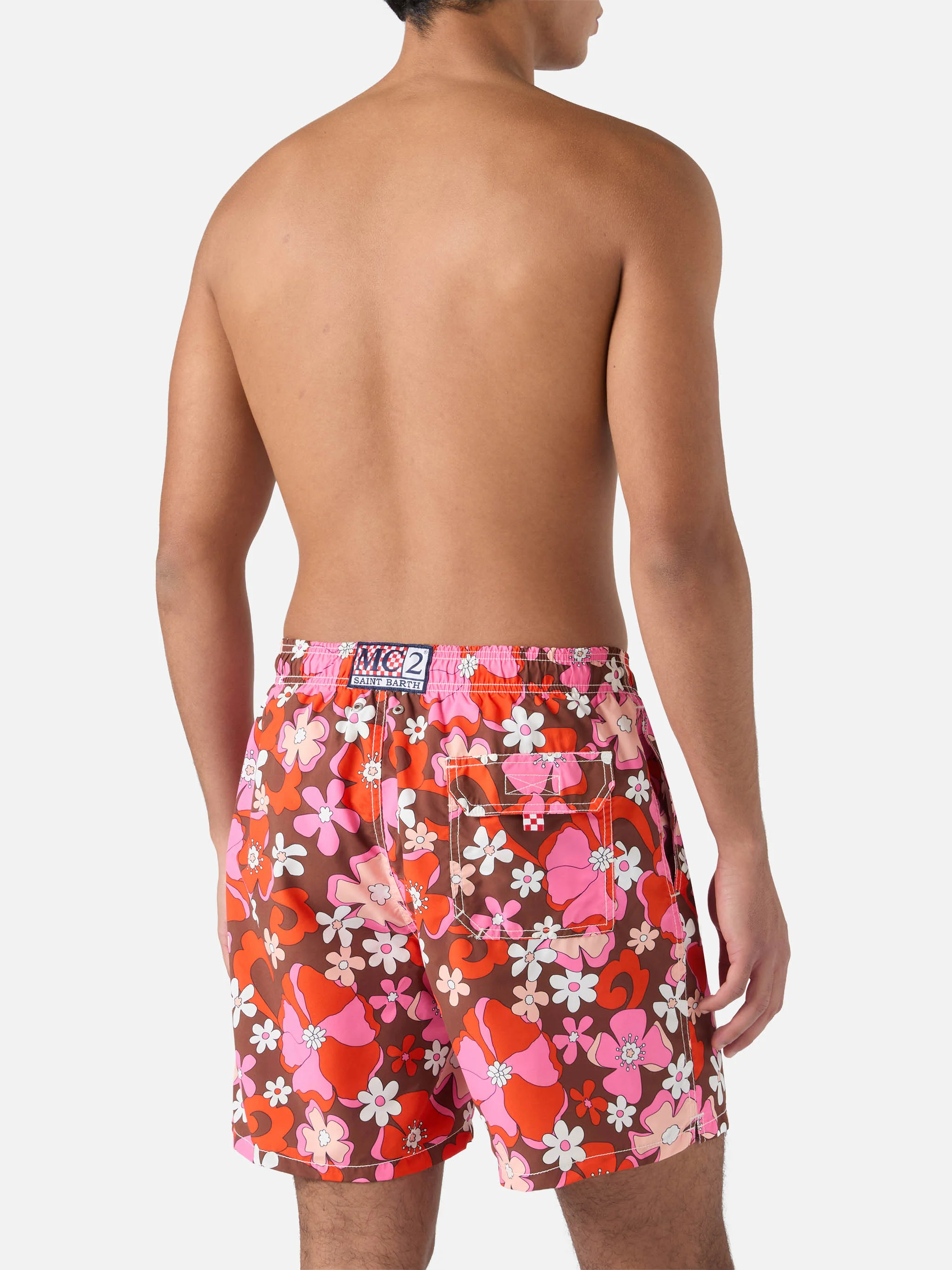 Mid-length Gustavia swim-shorts with vintage flower print - Image 5